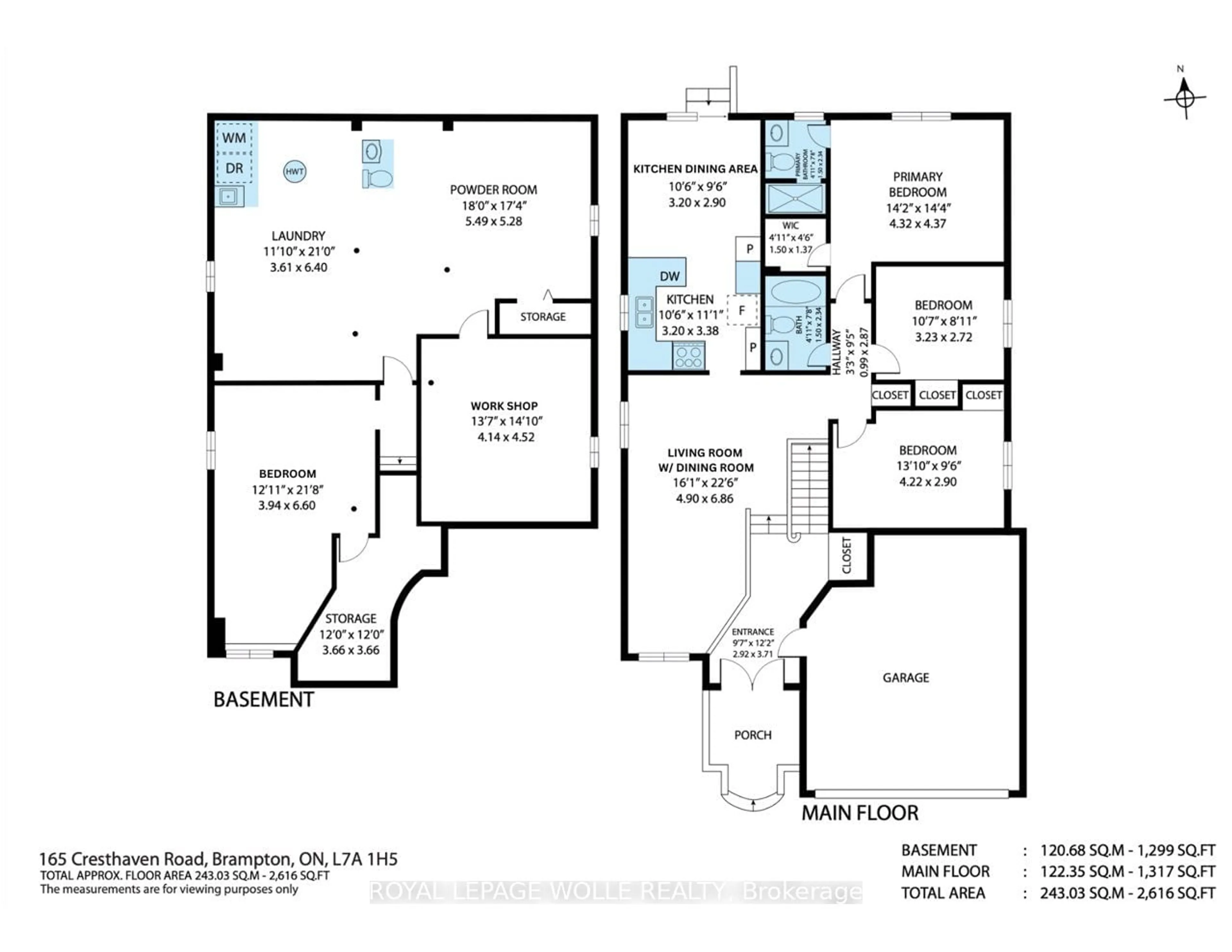 Floor plan for 165 Cresthaven Rd, Brampton Ontario L7A 1H5