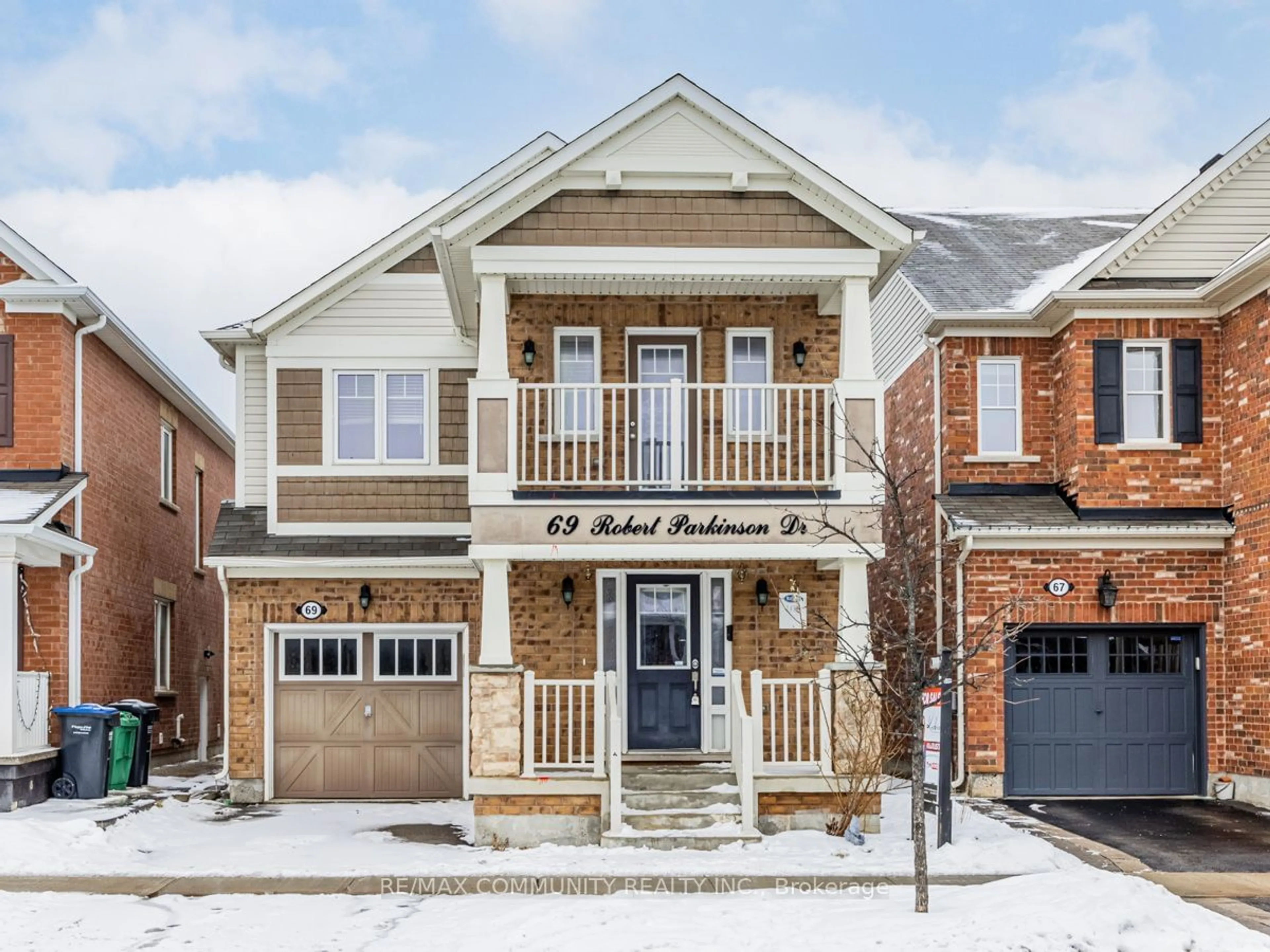 Home with brick exterior material, street for 69 Robert Parkinson Dr, Brampton Ontario L7A 0G2