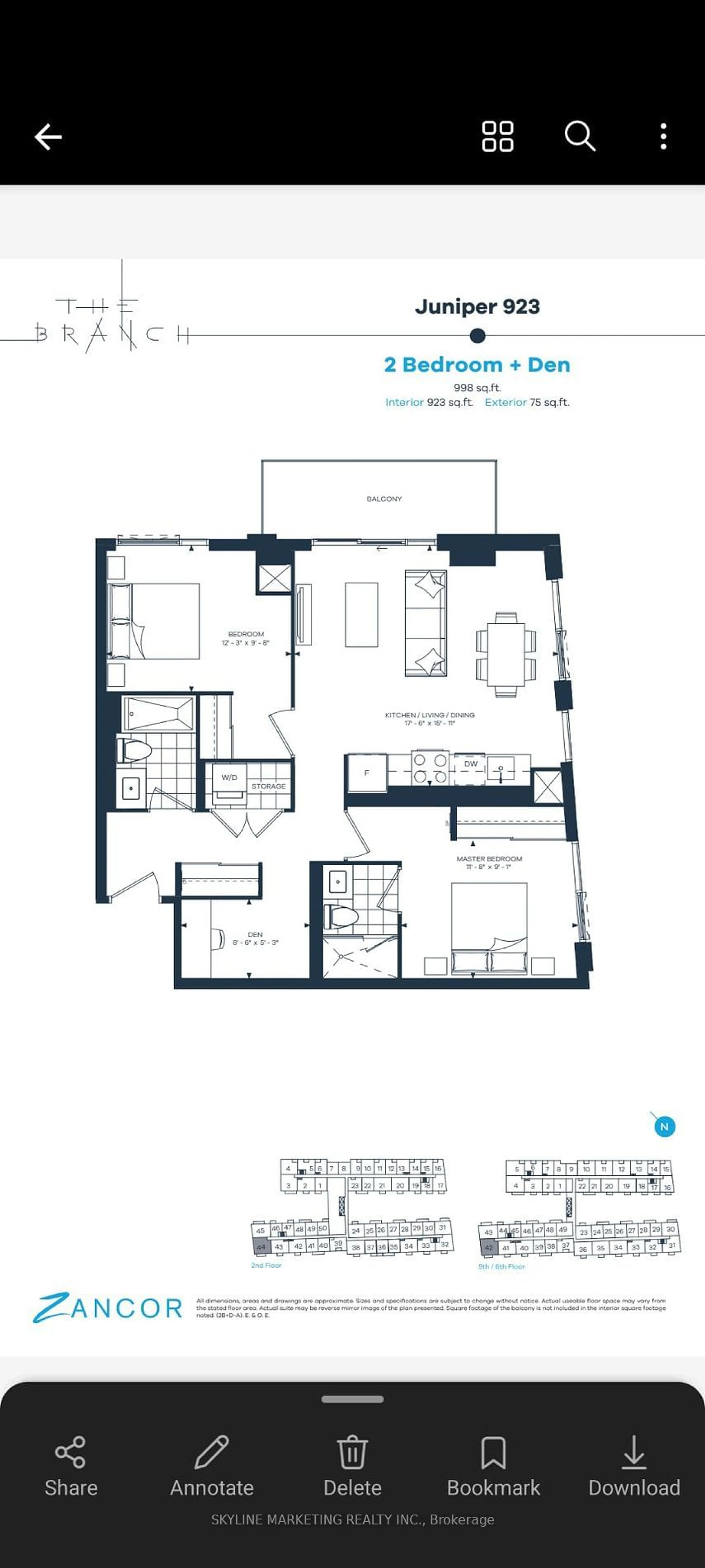 Floor plan for 2450 Old Bronte Rd #244, Oakville Ontario L6M 5P6