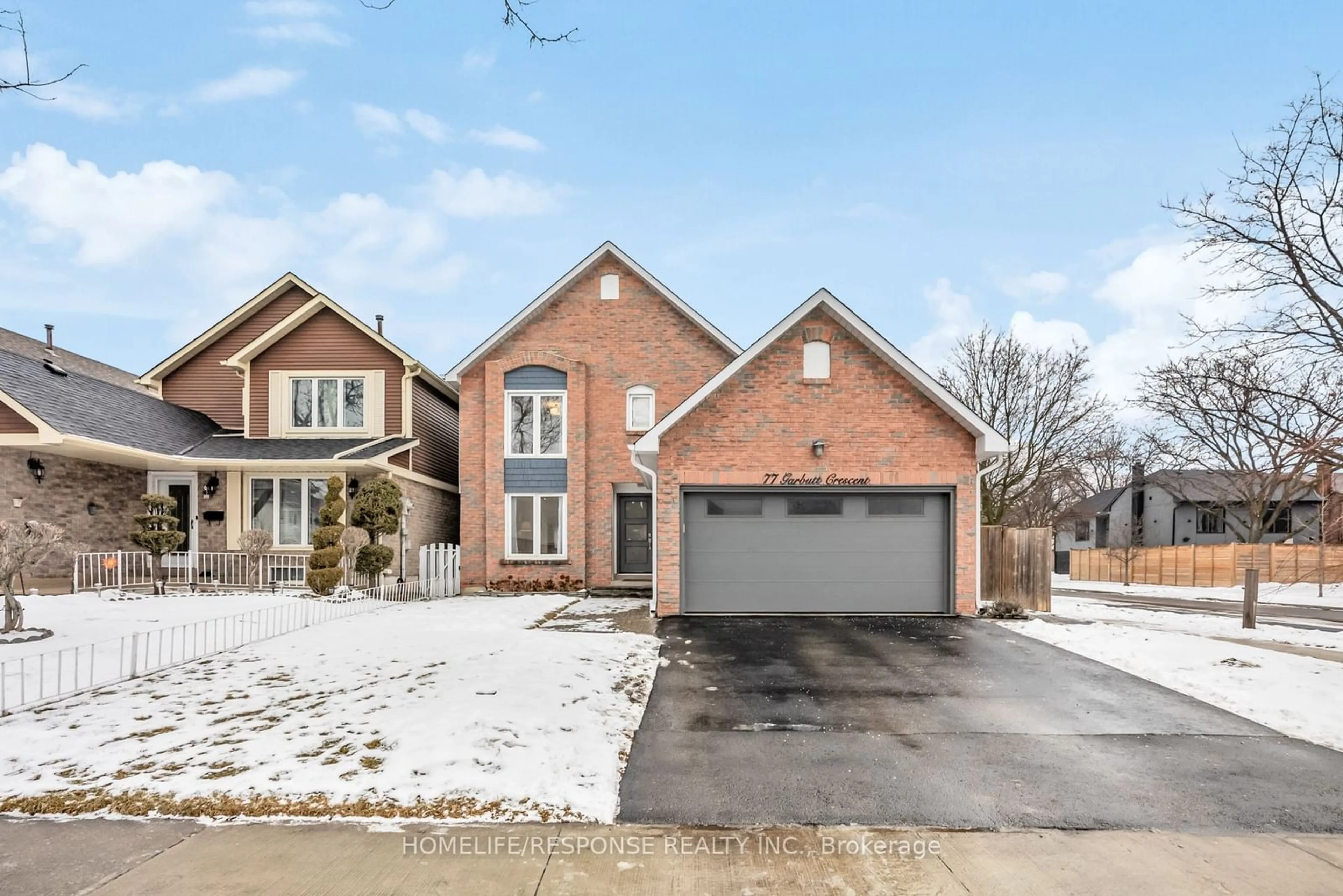 Home with brick exterior material, street for 77 GARBUTT Cres, Toronto Ontario M9C 5E3