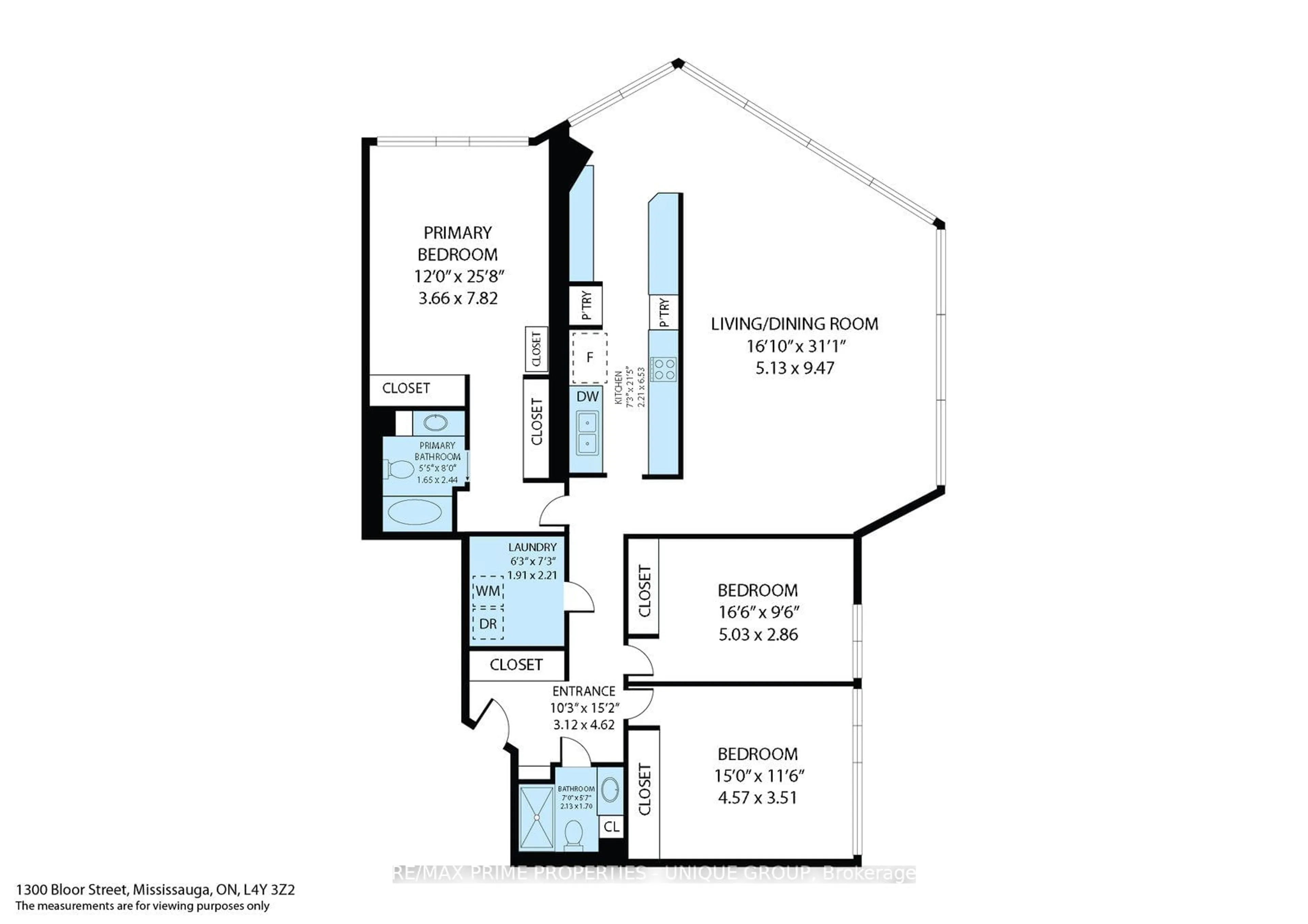 Floor plan for 1300 Bloor St #2310, Mississauga Ontario L4Y 3Z2