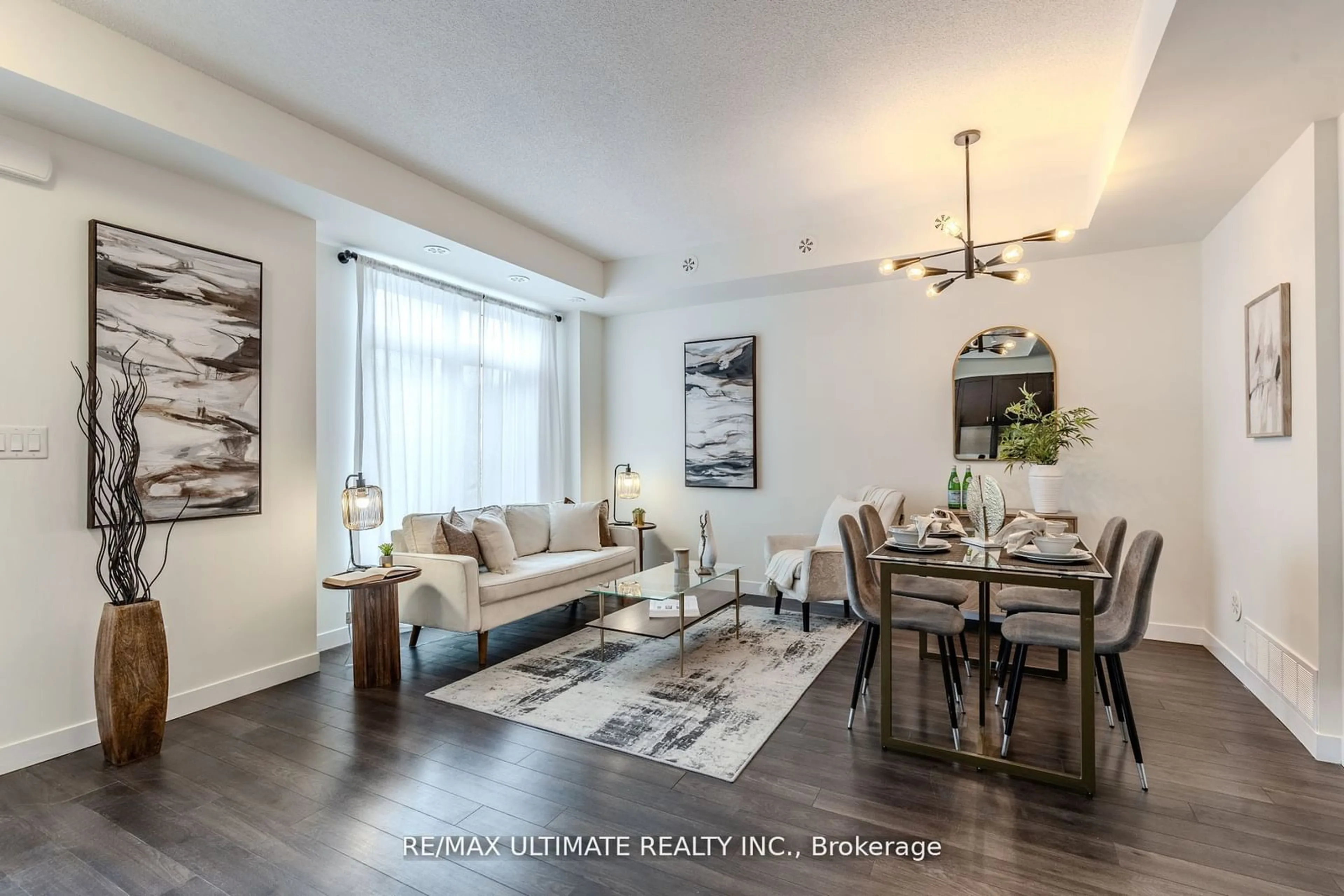 Dining room, wood/laminate floor for 630 Rogers Rd #16, Toronto Ontario M6M 0B4