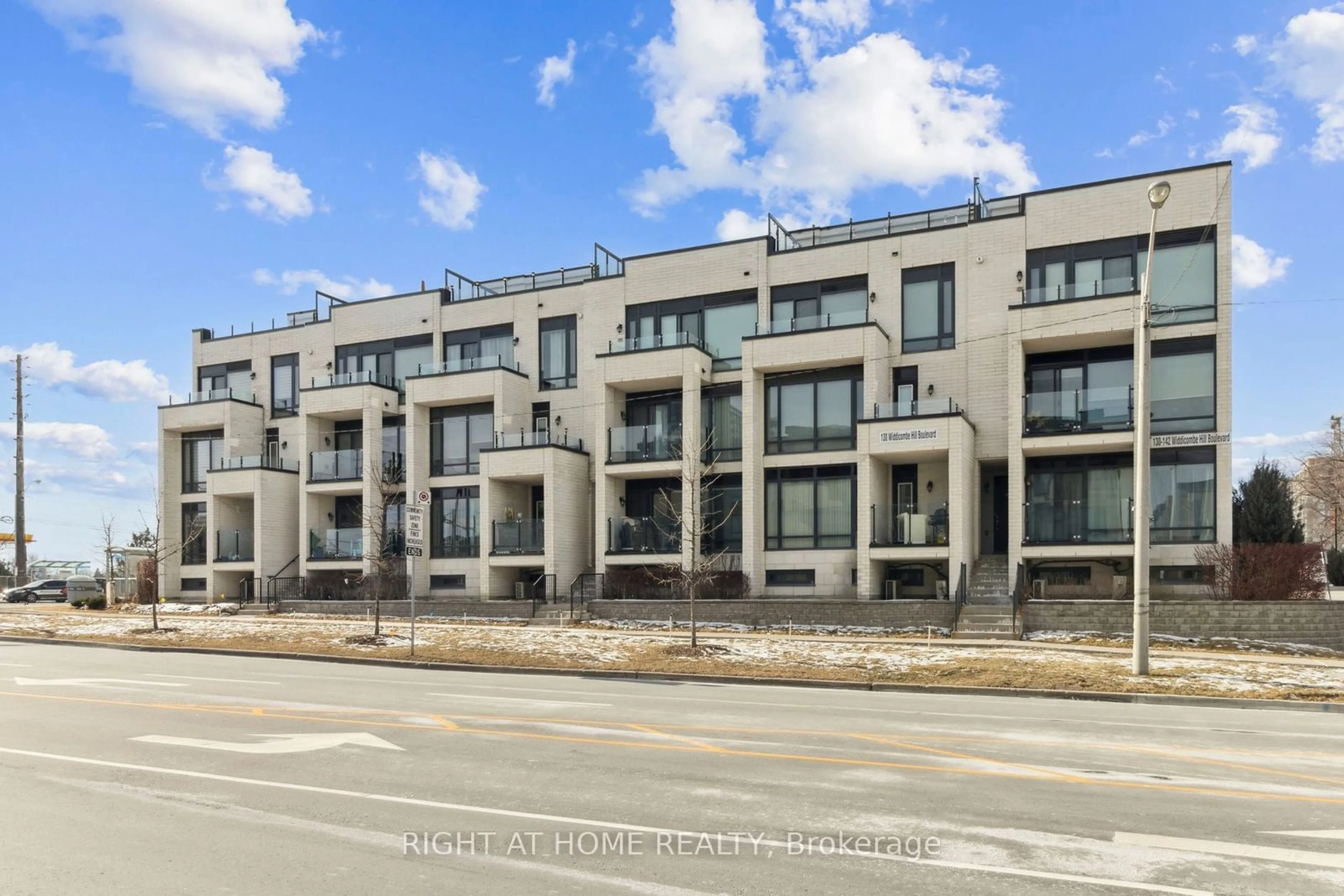 A pic from outside/outdoor area/front of a property/back of a property/a pic from drone, street for 130 Widdicombe Hill Blvd #415, Toronto Ontario M9R 0A9