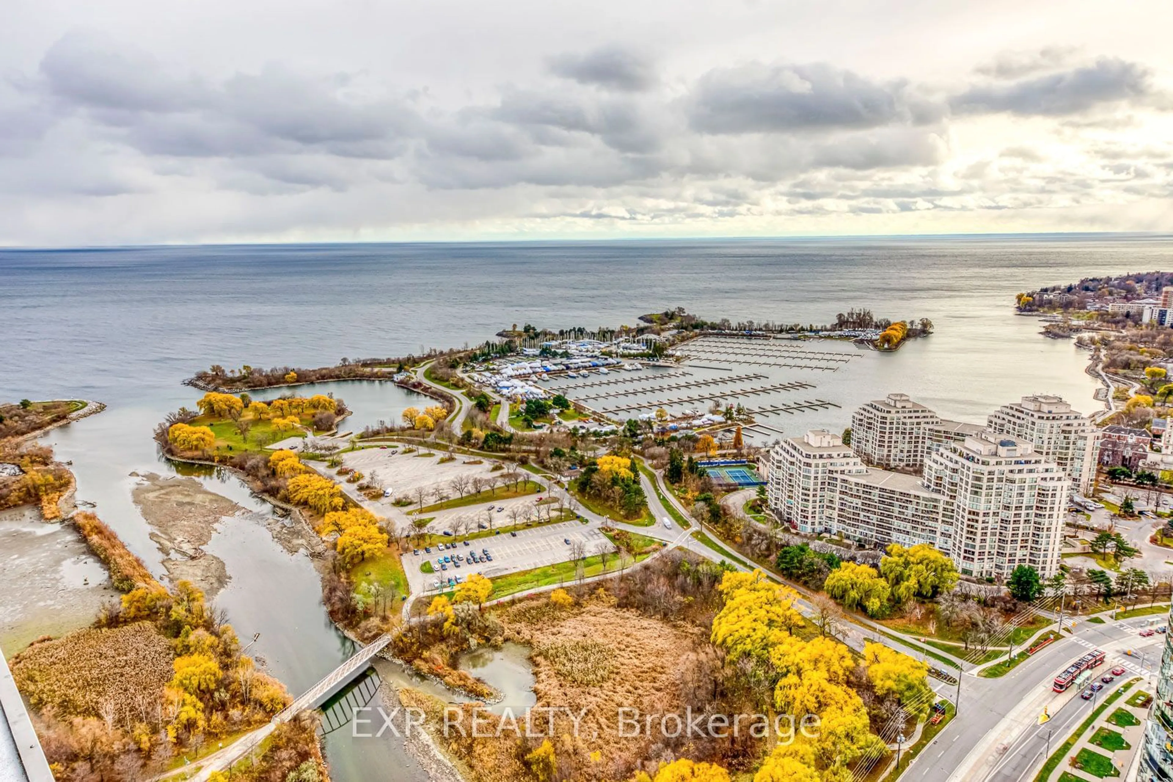 A pic from outside/outdoor area/front of a property/back of a property/a pic from drone, water/lake/river/ocean view for 2200 Lake Shore Blvd #UPH03, Toronto Ontario M8V 1A4