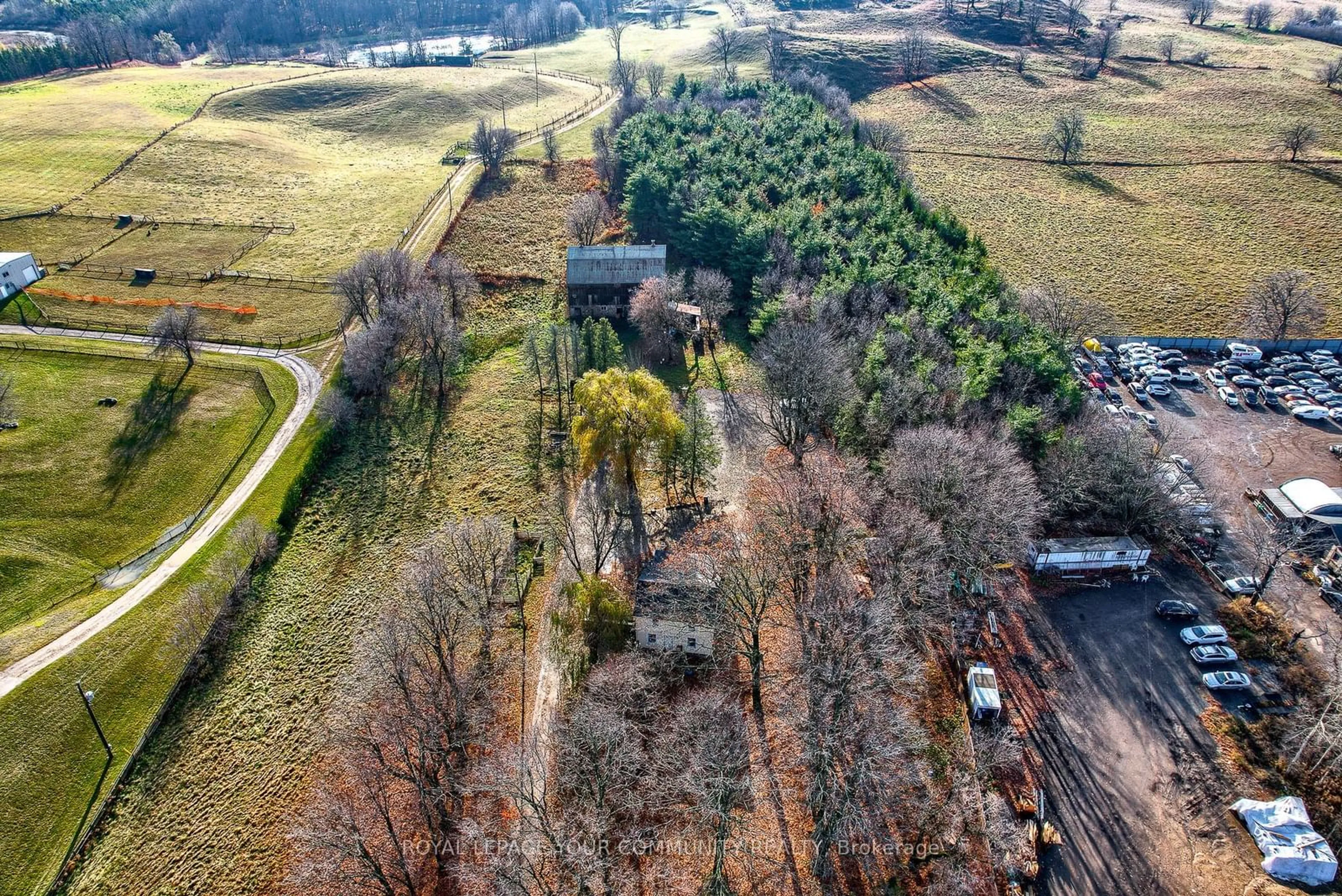 A pic from outside/outdoor area/front of a property/back of a property/a pic from drone, forest/trees view for 20364 St. Andrews Rd, Caledon Ontario L7K 2C9