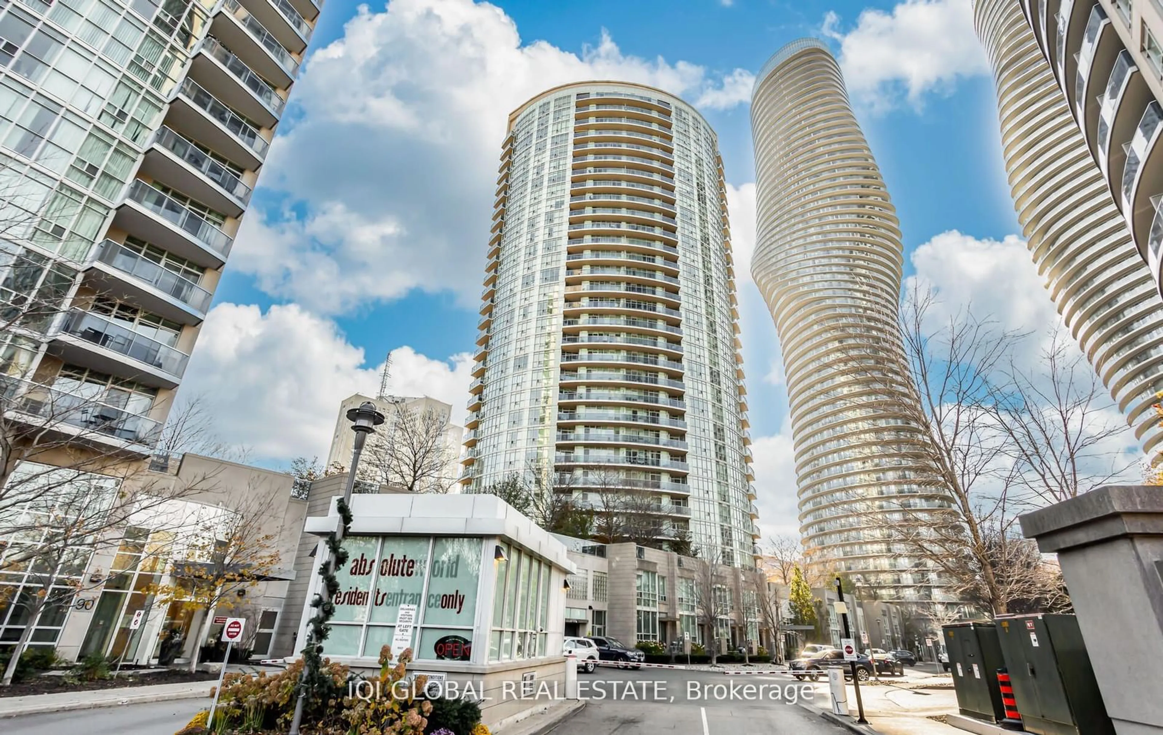 Patio, city buildings view from balcony for 70 Absolute Ave #2410, Mississauga Ontario L4Z 0A4