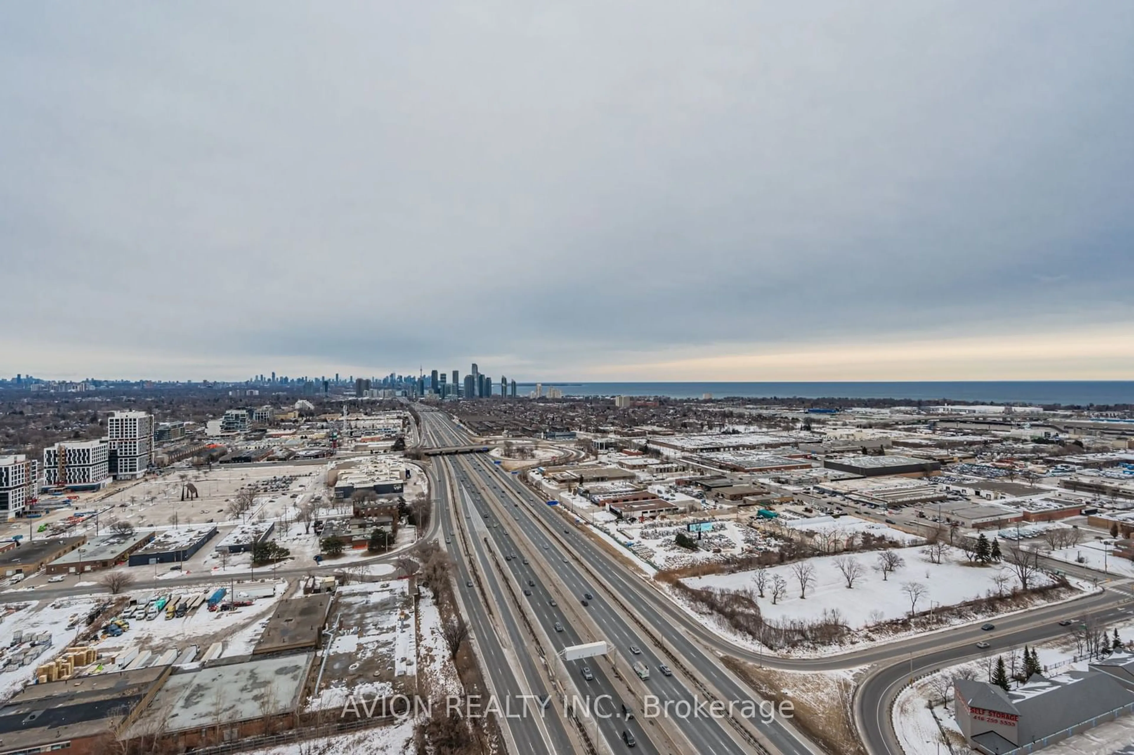 A pic from outside/outdoor area/front of a property/back of a property/a pic from drone, city buildings view from balcony for 36 Zorra St #3008, Toronto Ontario M8Z 0G5