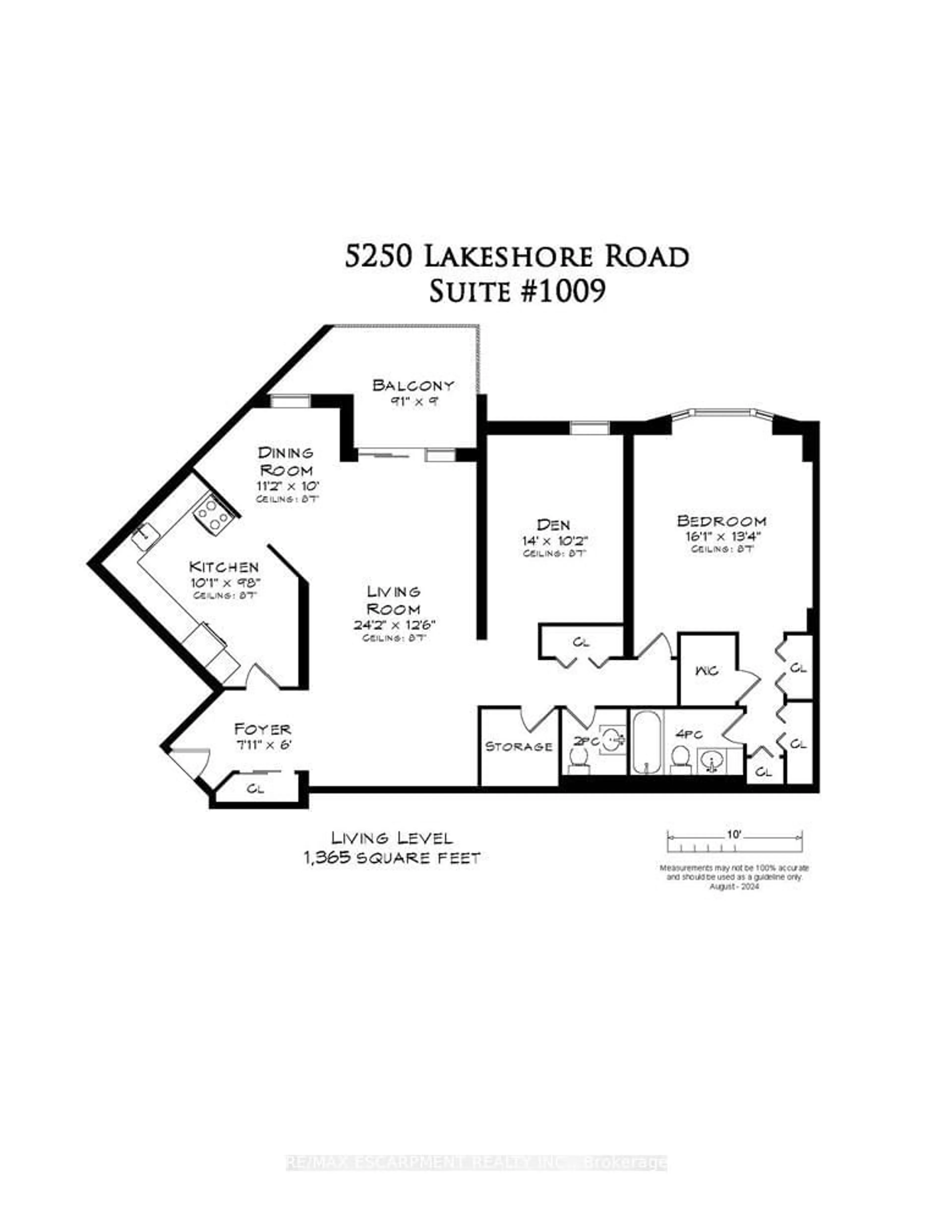 Floor plan for 5250 Lakeshore Rd #1009, Burlington Ontario L7L 5L2