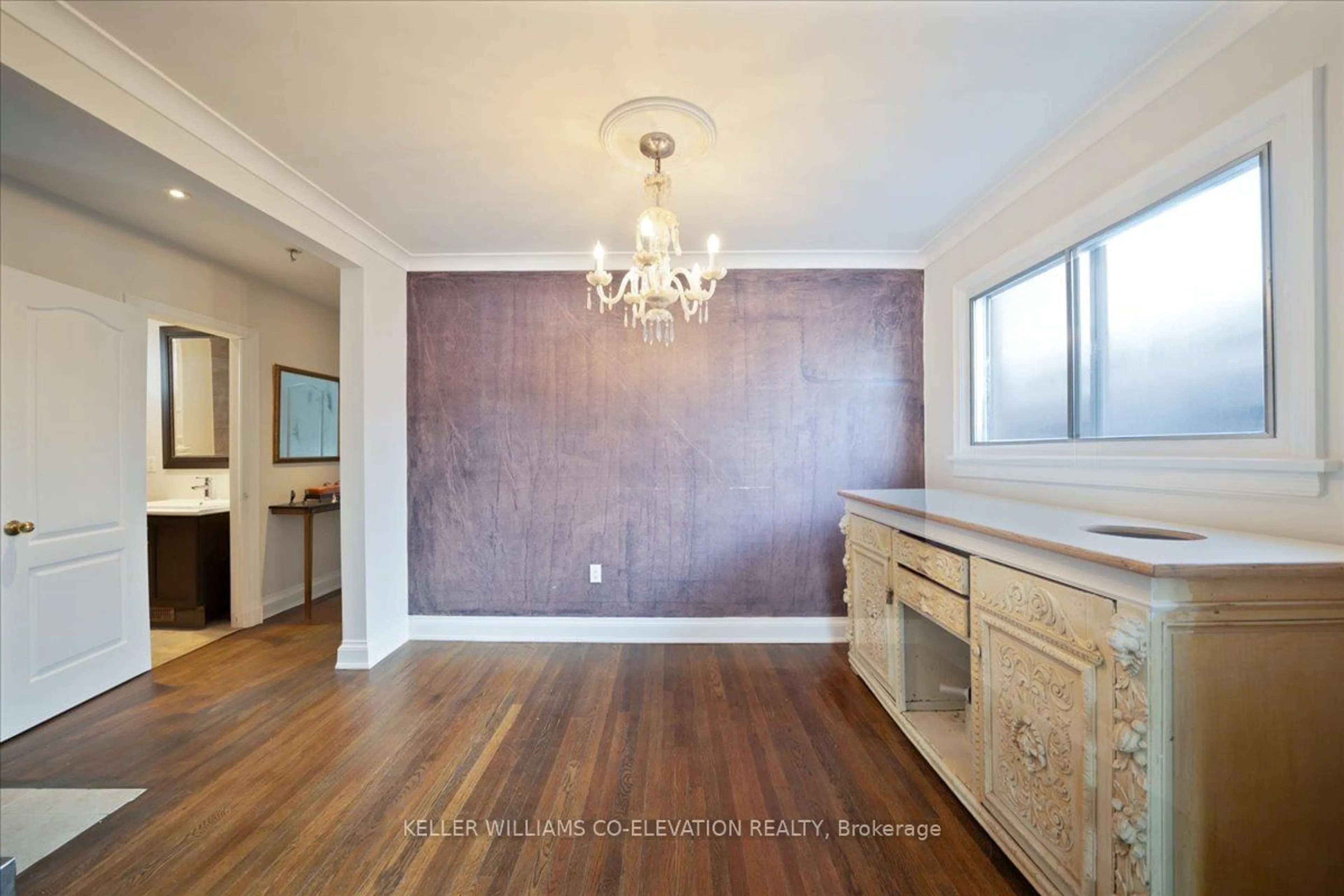 Dining room, wood/laminate floor for 56 Glenhaven St, Toronto Ontario M6M 3M3