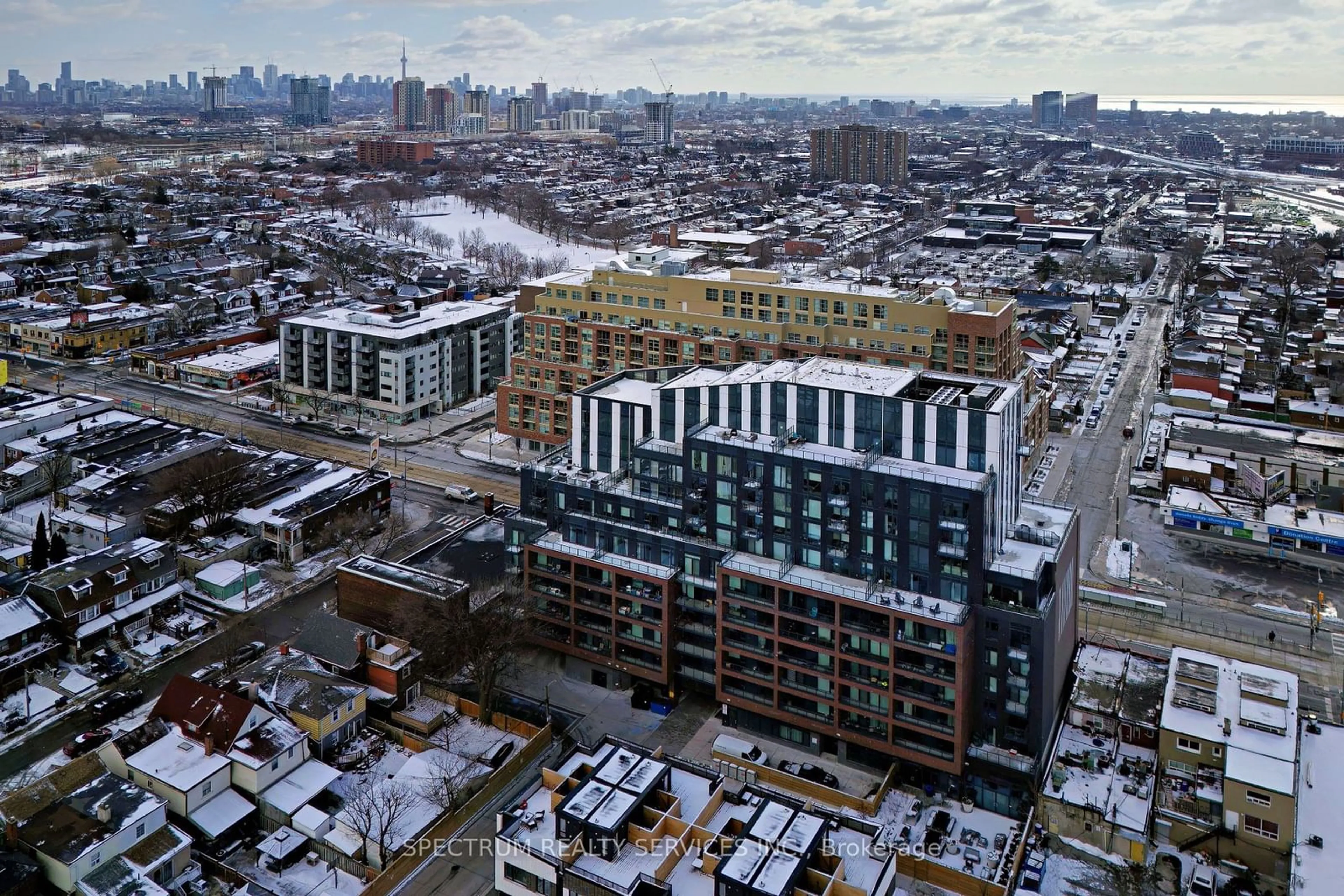 A pic from outside/outdoor area/front of a property/back of a property/a pic from drone, city buildings view from balcony for 1808 St. Clair Ave #215, Toronto Ontario M6N 0C1