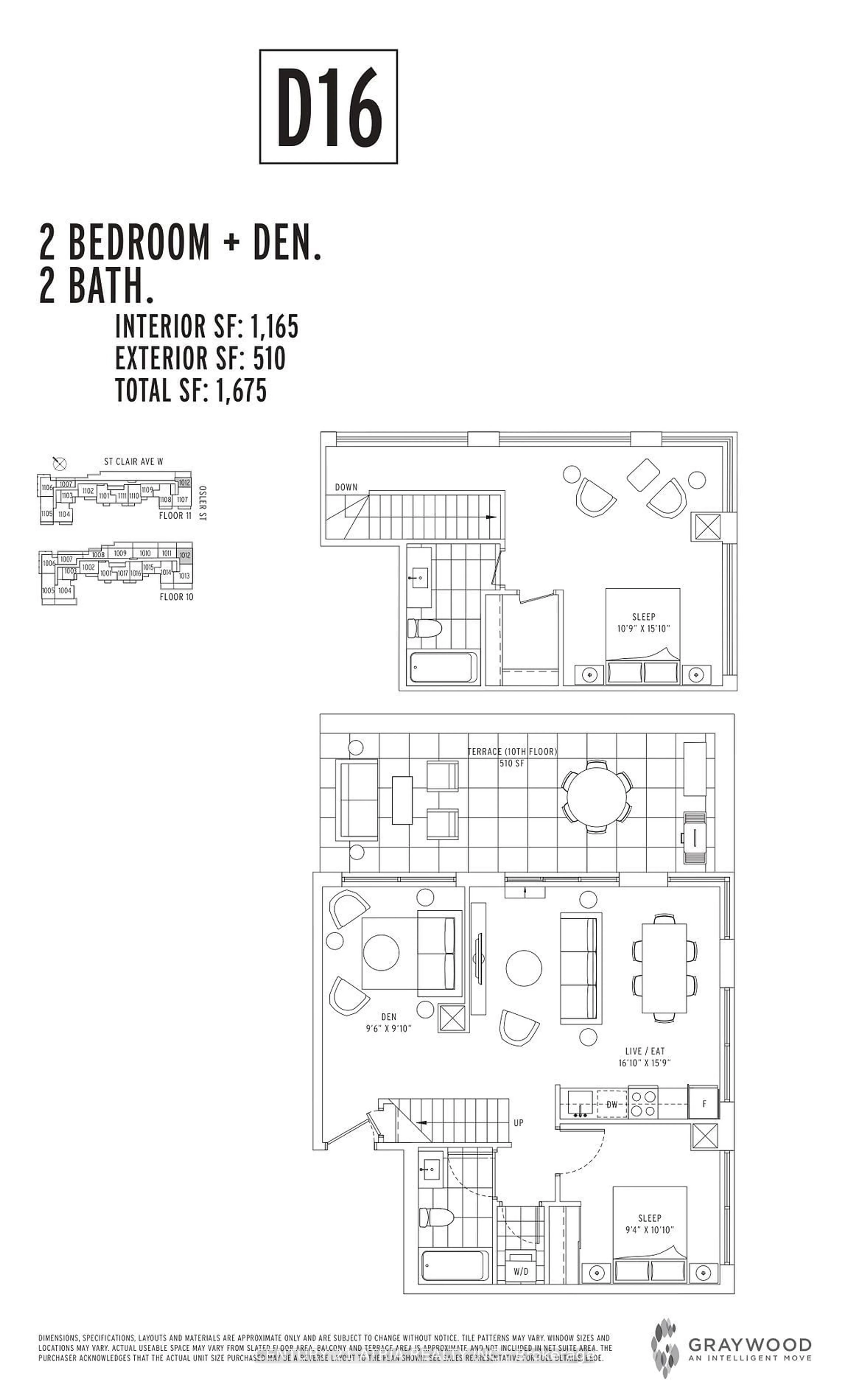 Floor plan for 1787 st clair Ave #1012, Toronto Ontario M6N 0B7