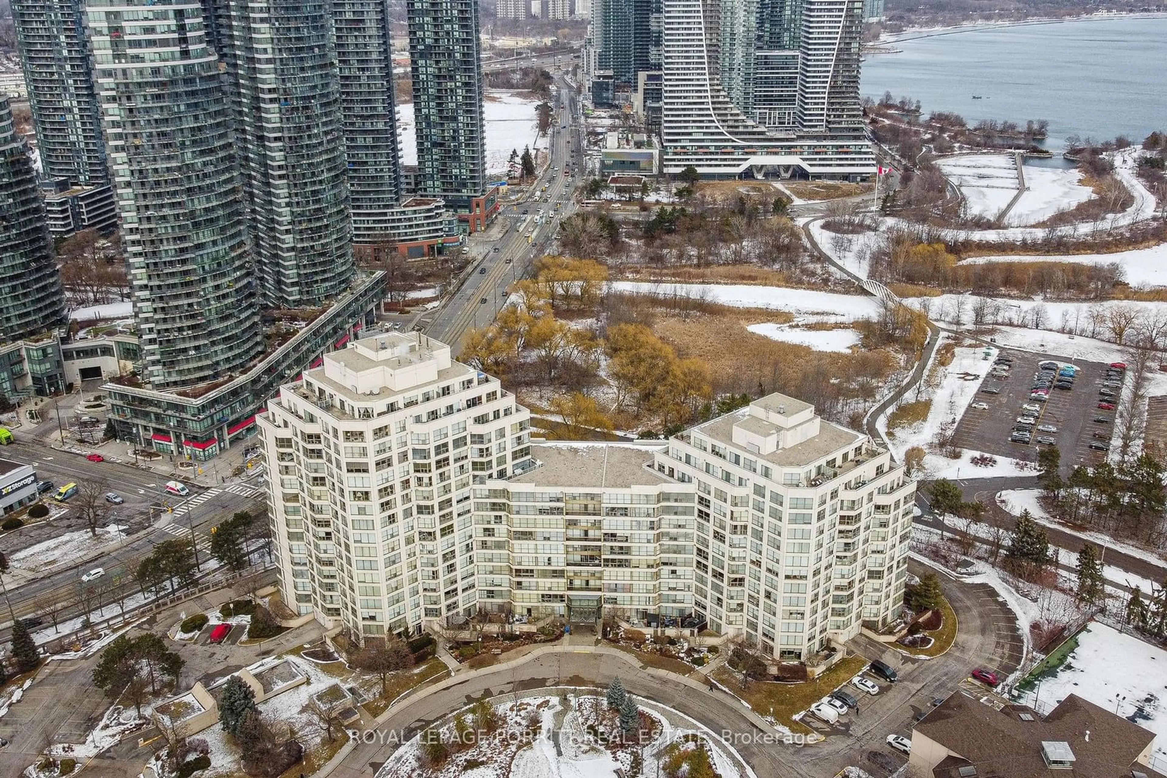 A pic from outside/outdoor area/front of a property/back of a property/a pic from drone, city buildings view from balcony for 2261 Lake Shore Blvd #101, Toronto Ontario M8V 3X1