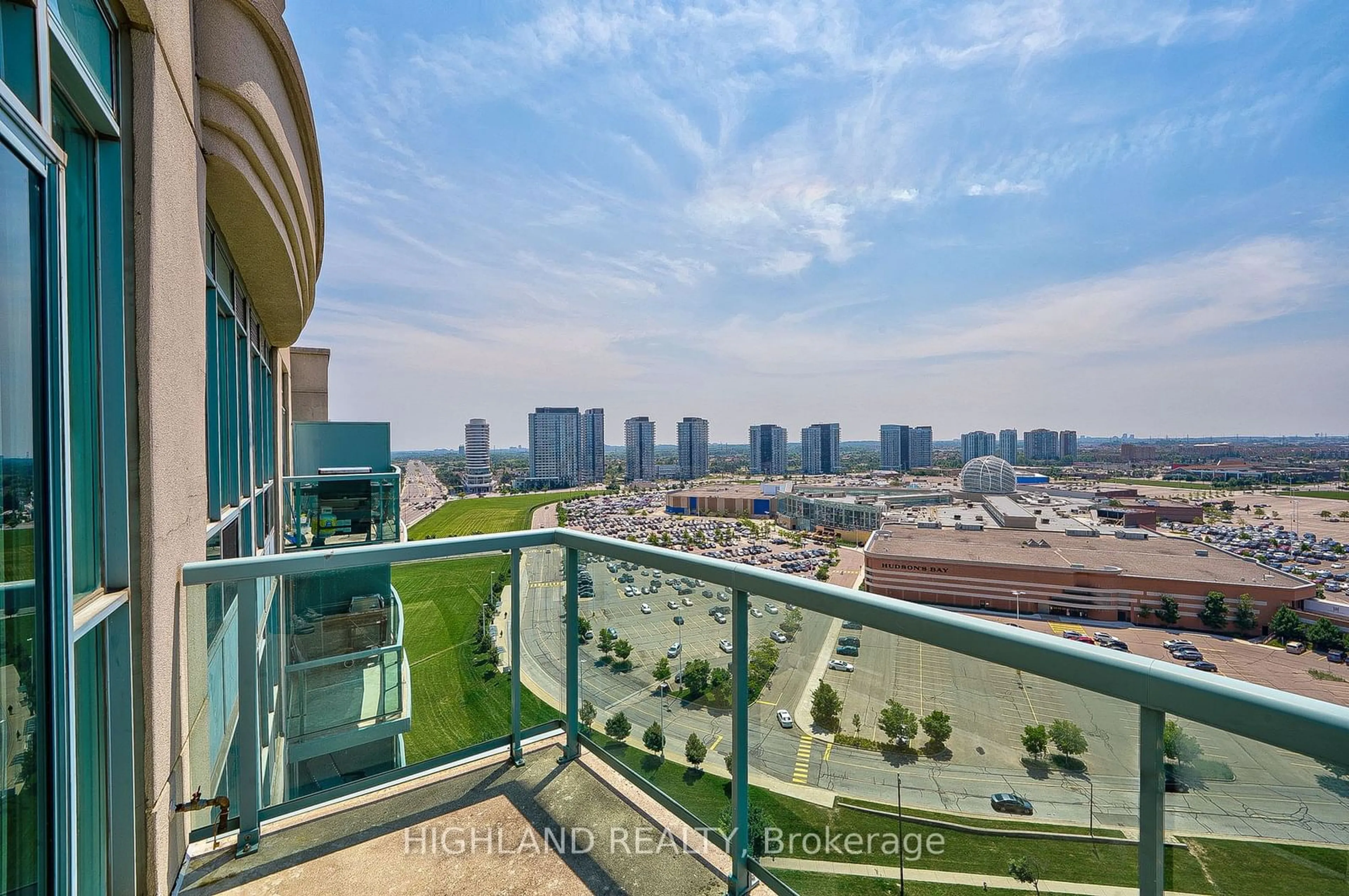 Balcony in the apartment, city buildings view from balcony for 2545 Erin Centre Blvd #Ph06, Mississauga Ontario L5M 6Z9