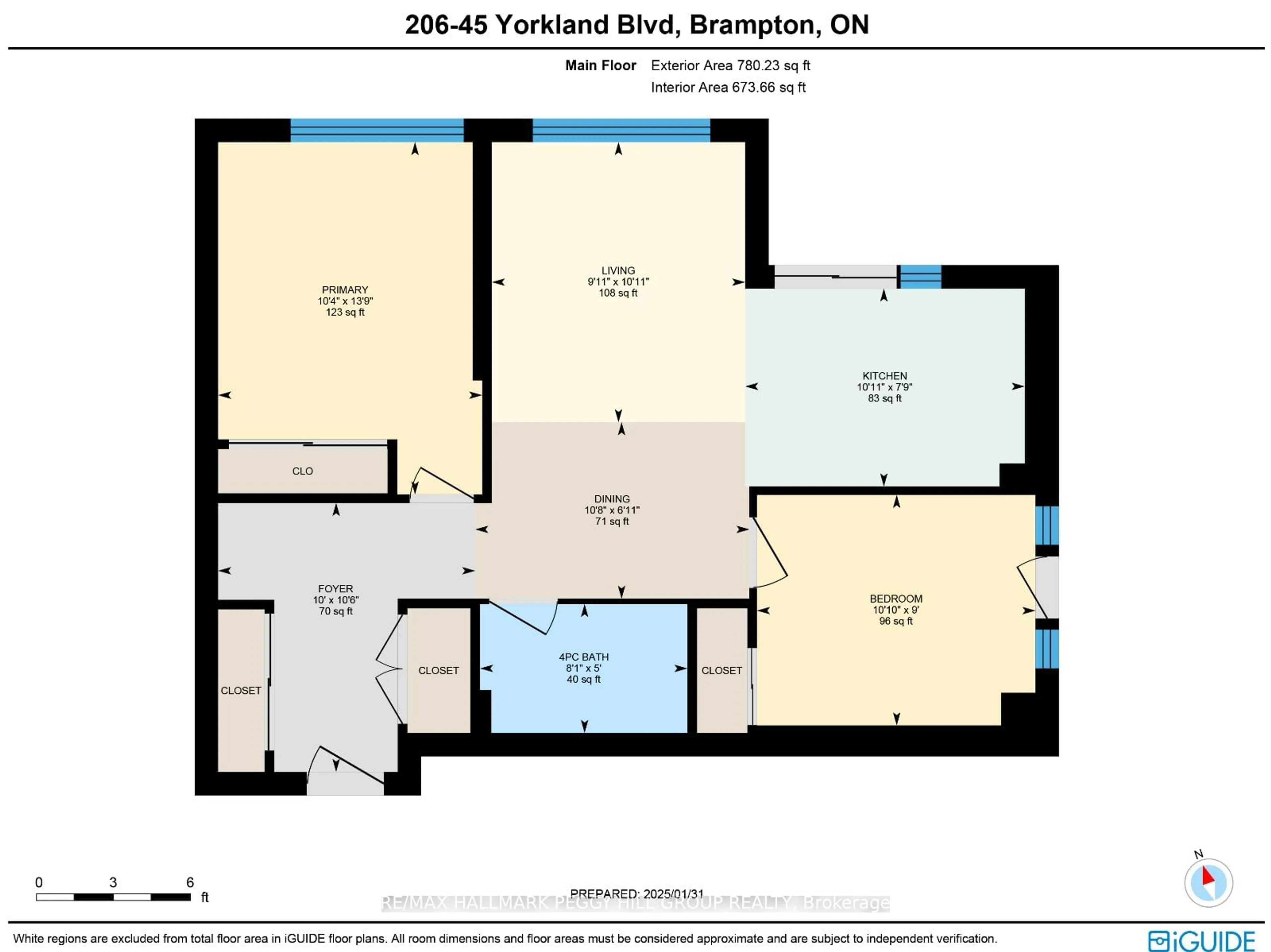 Floor plan for 45 Yorkland Blvd #206, Brampton Ontario L6P 4B4