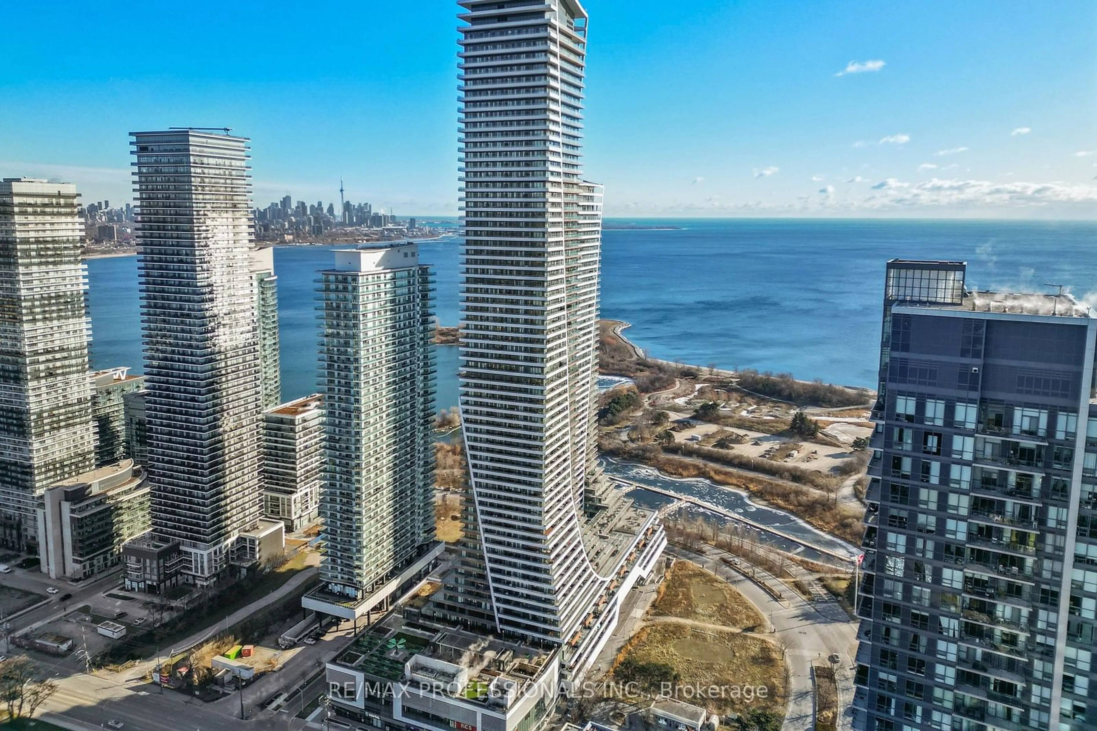 A pic from outside/outdoor area/front of a property/back of a property/a pic from drone, city buildings view from balcony for 30 Shore Breeze Dr #825, Toronto Ontario M8V 0J1