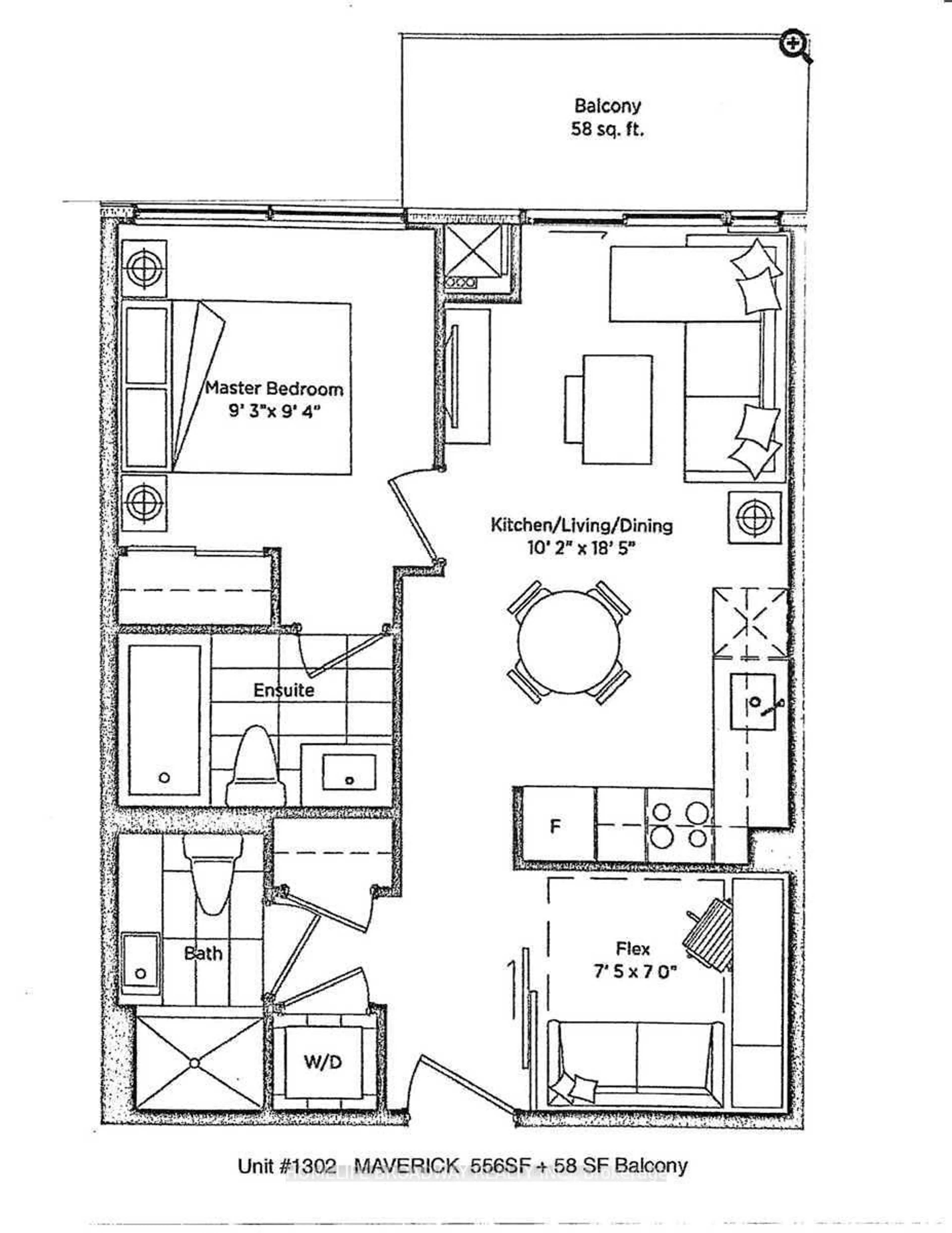 Floor plan for 10 De Boers Dr #1302, Toronto Ontario M3J 0L6