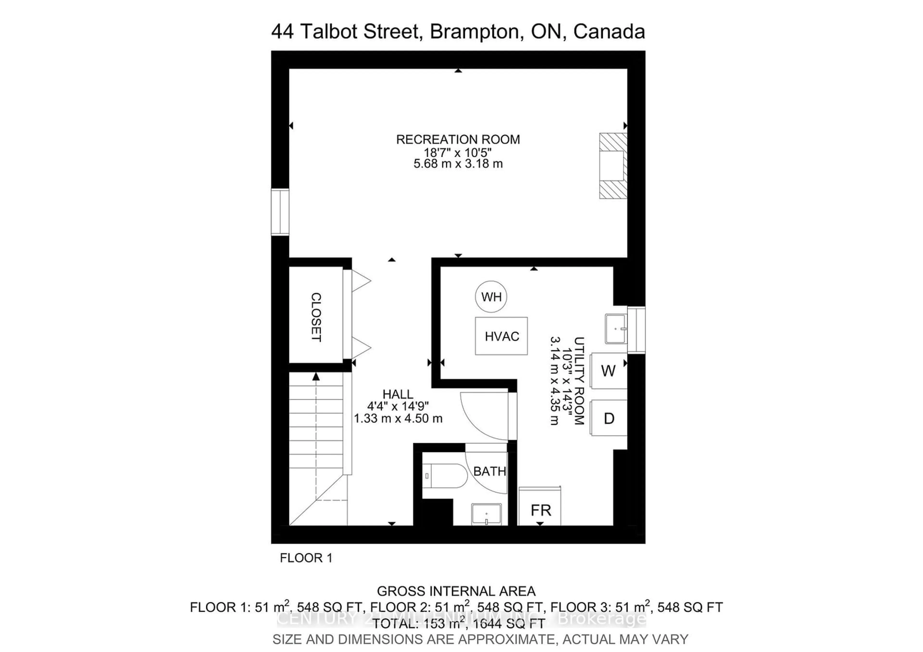 Floor plan for 44 Talbot St, Brampton Ontario L6X 2P5