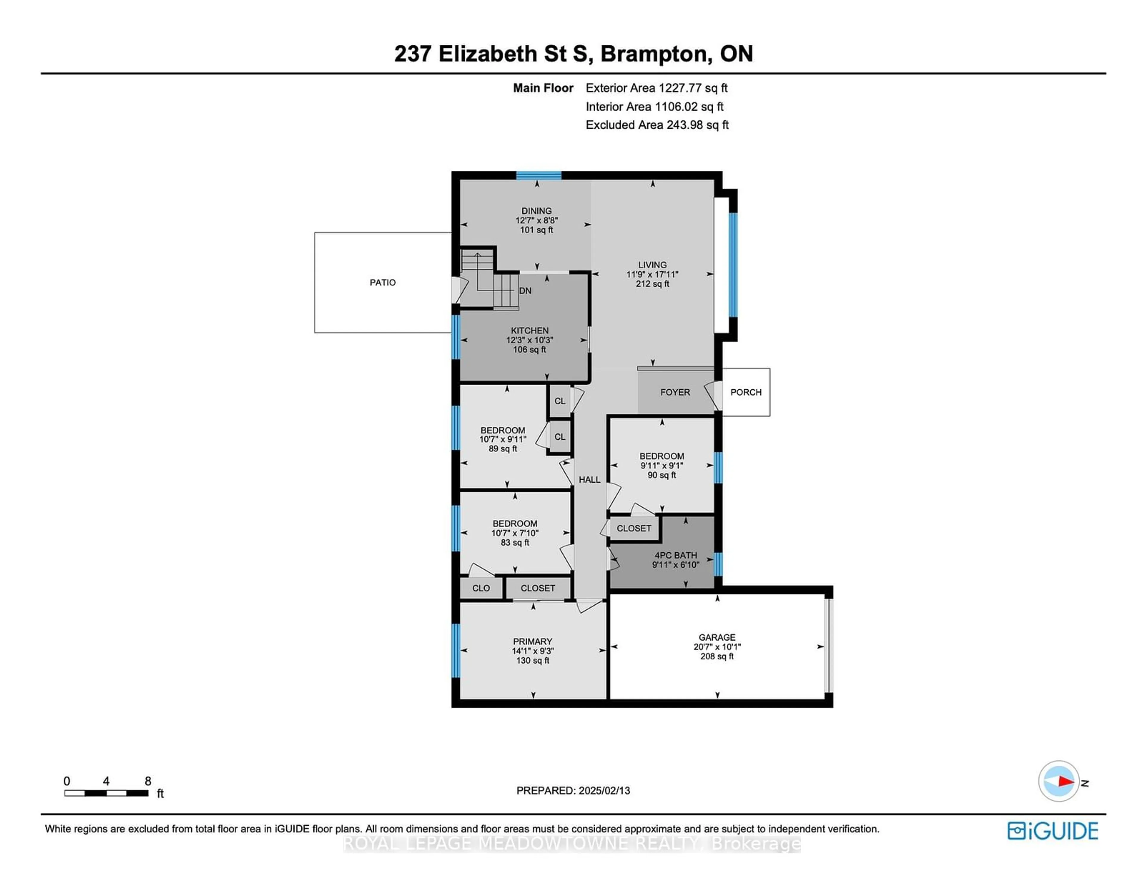 Floor plan for 237 Elizabeth St, Brampton Ontario L6Y 1S2