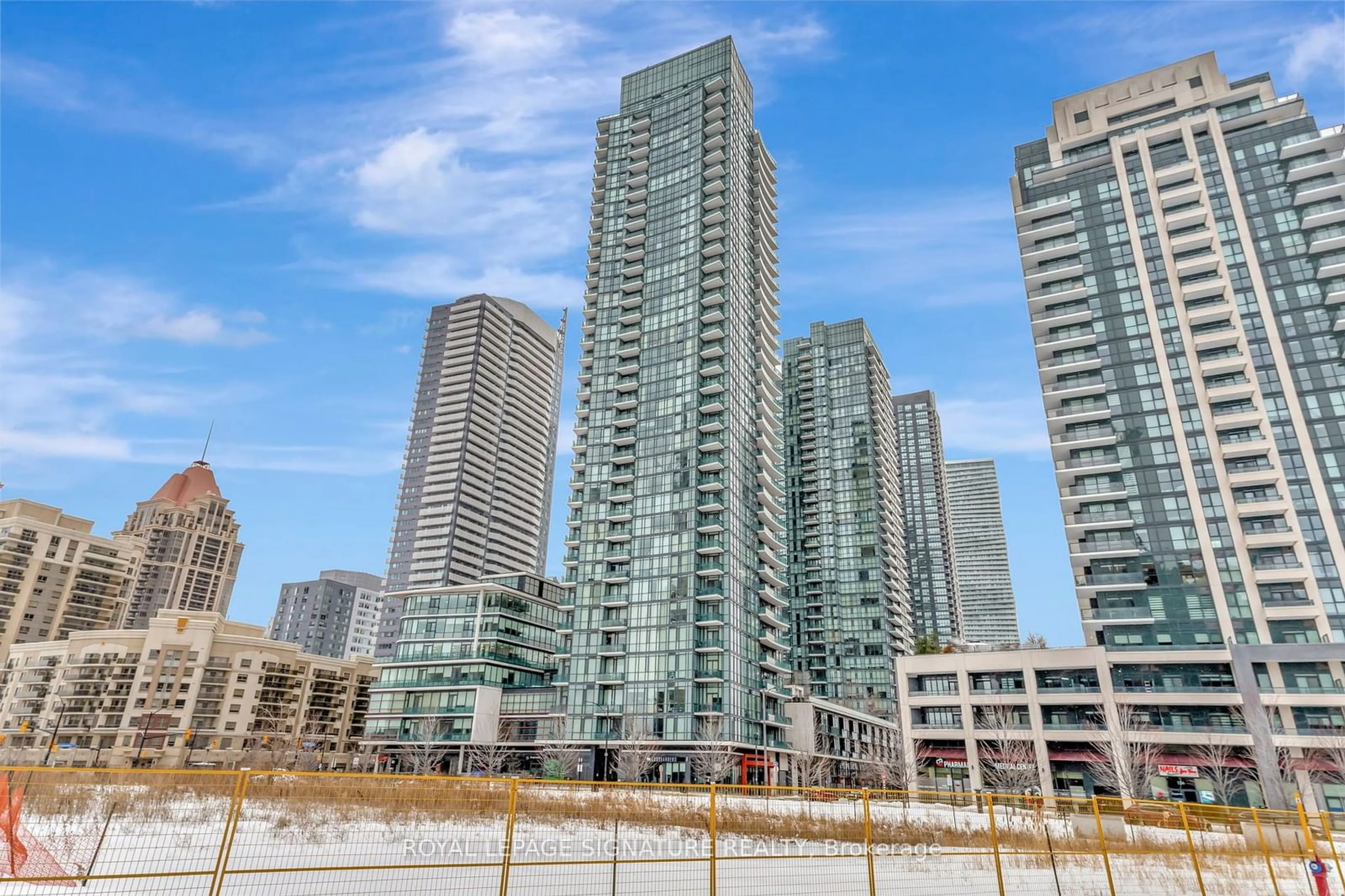 Patio, city buildings view from balcony for 4099 Brickstone Mews #1508, Mississauga Ontario L5B 0G2