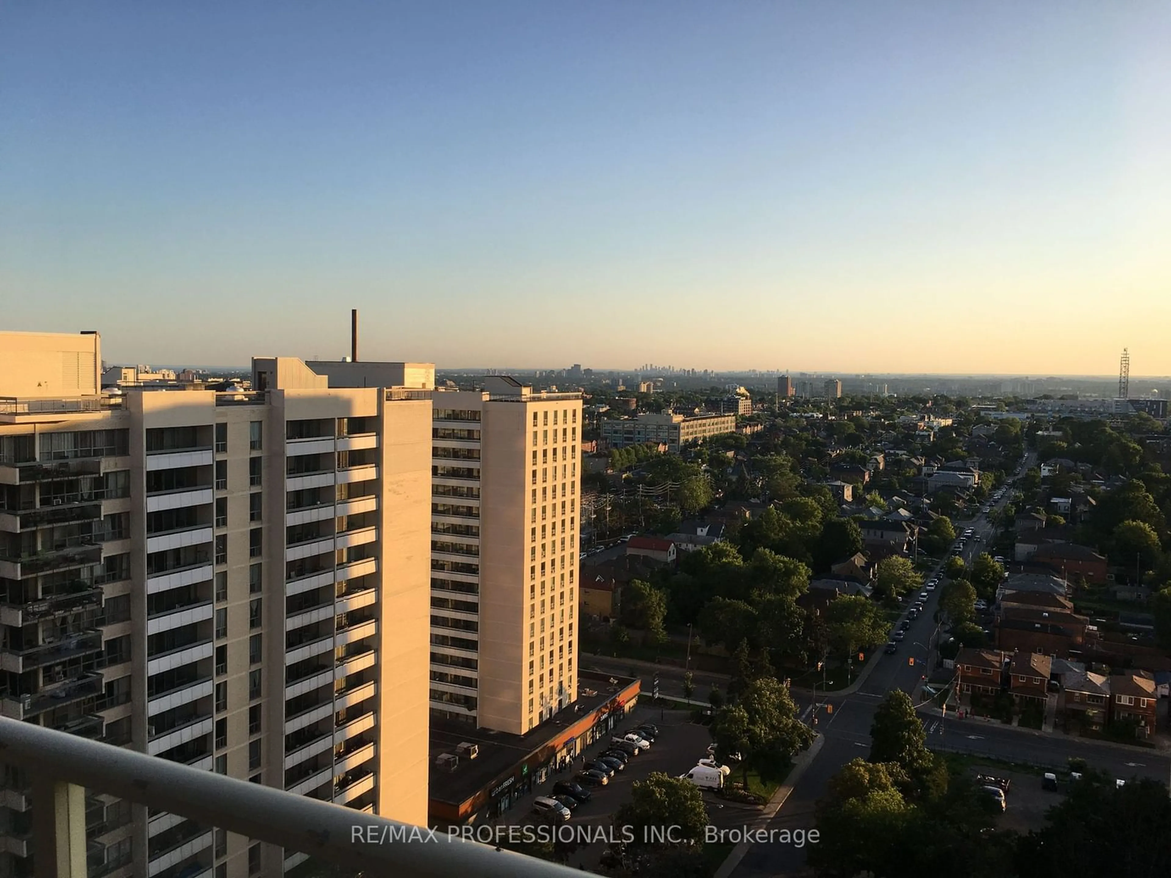 A pic from outside/outdoor area/front of a property/back of a property/a pic from drone, city buildings view from balcony for 360 Ridelle Ave #2107, Toronto Ontario M6B 1K1