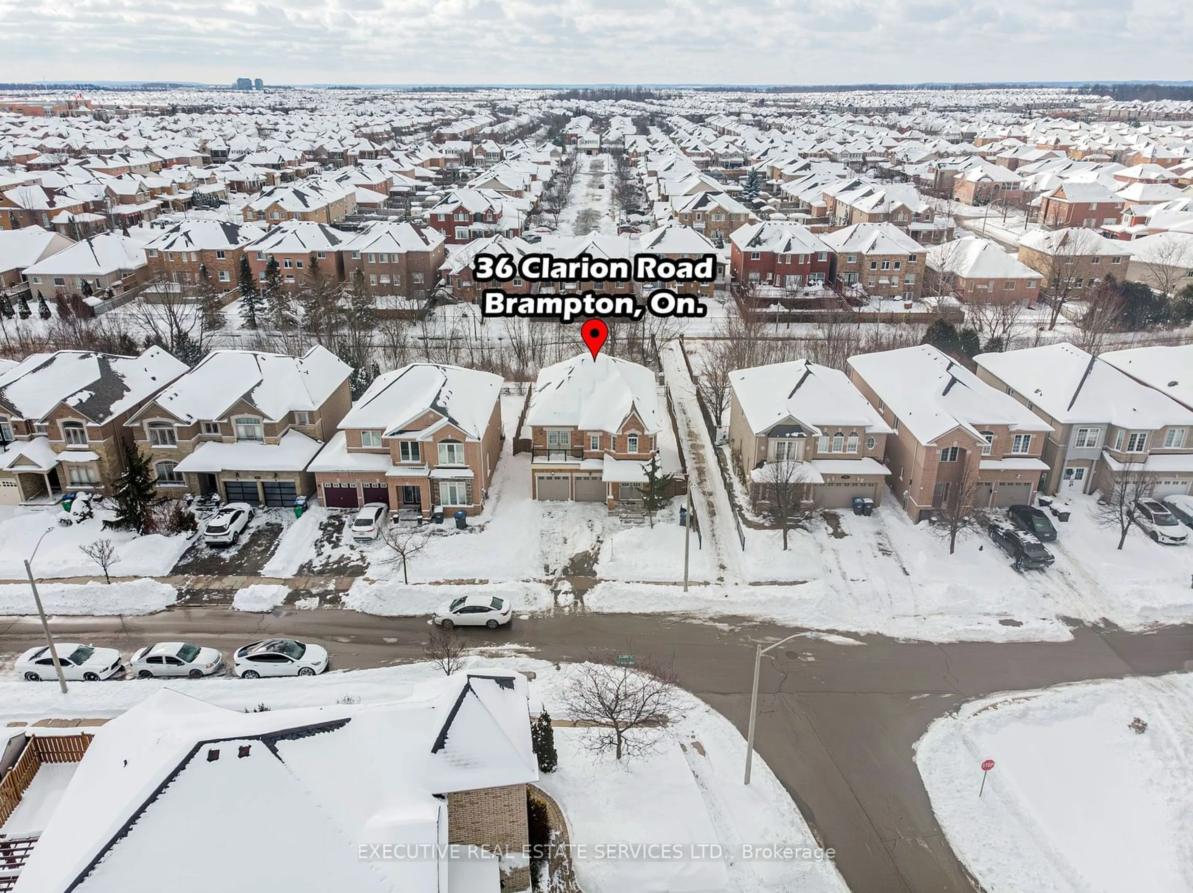 A pic from outside/outdoor area/front of a property/back of a property/a pic from drone, unknown for 36 Clarion Rd, Brampton Ontario L7A 3T5