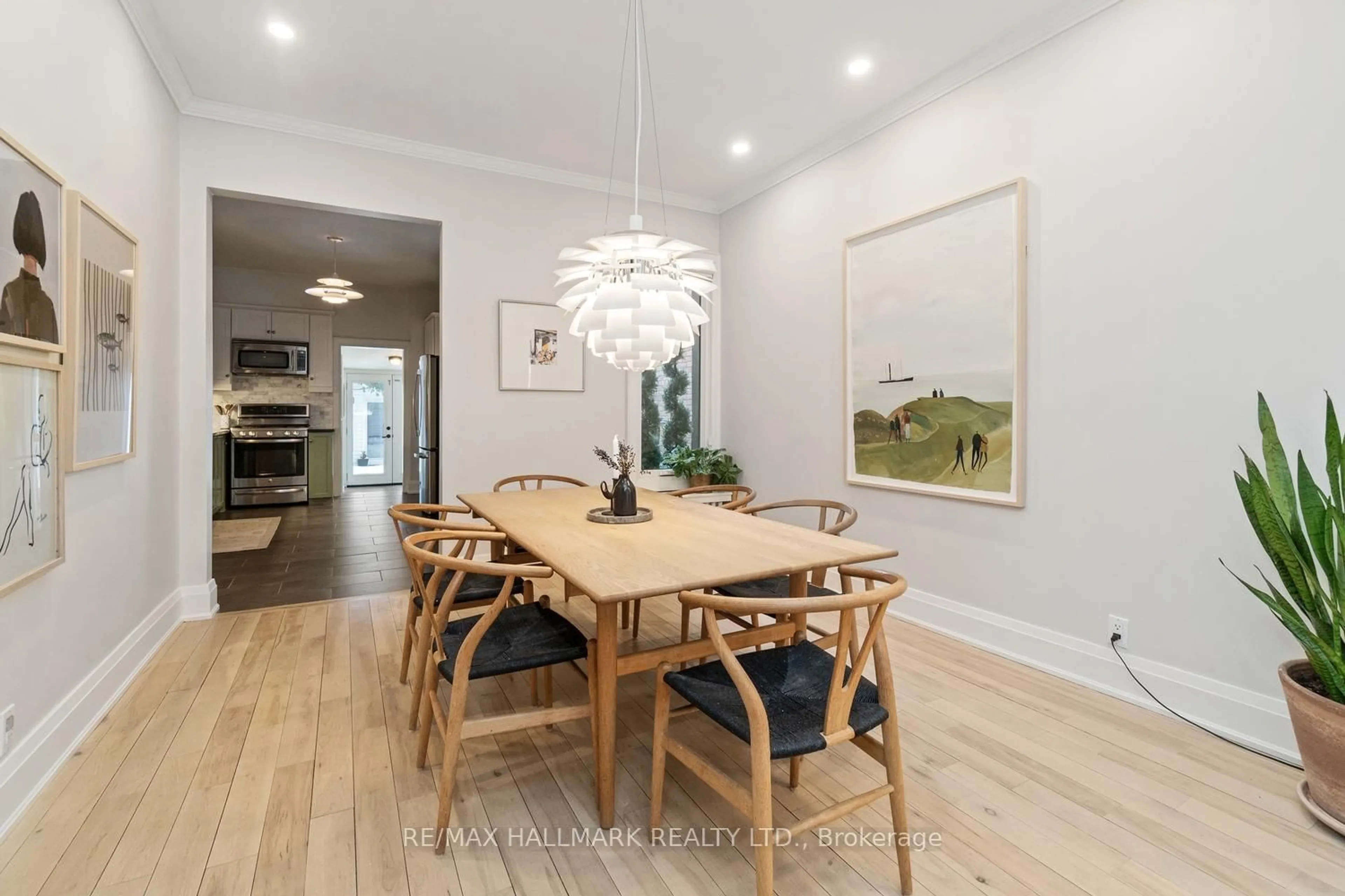 Dining room, wood/laminate floor for 416 Clendenan Ave, Toronto Ontario M6P 2X6