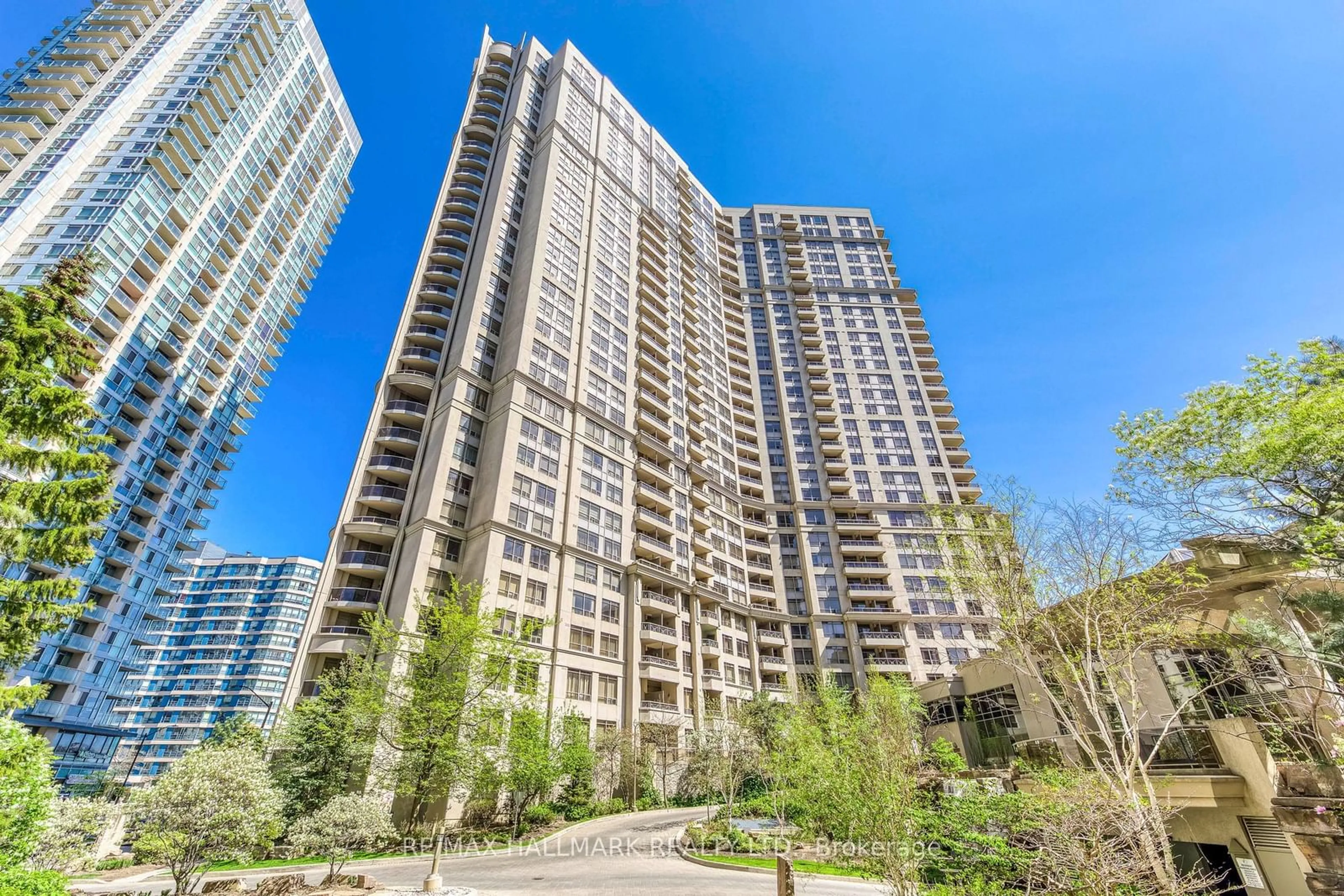 Patio, city buildings view from balcony for 3880 Duke Of York Blvd #2701, Mississauga Ontario L5B 4M7