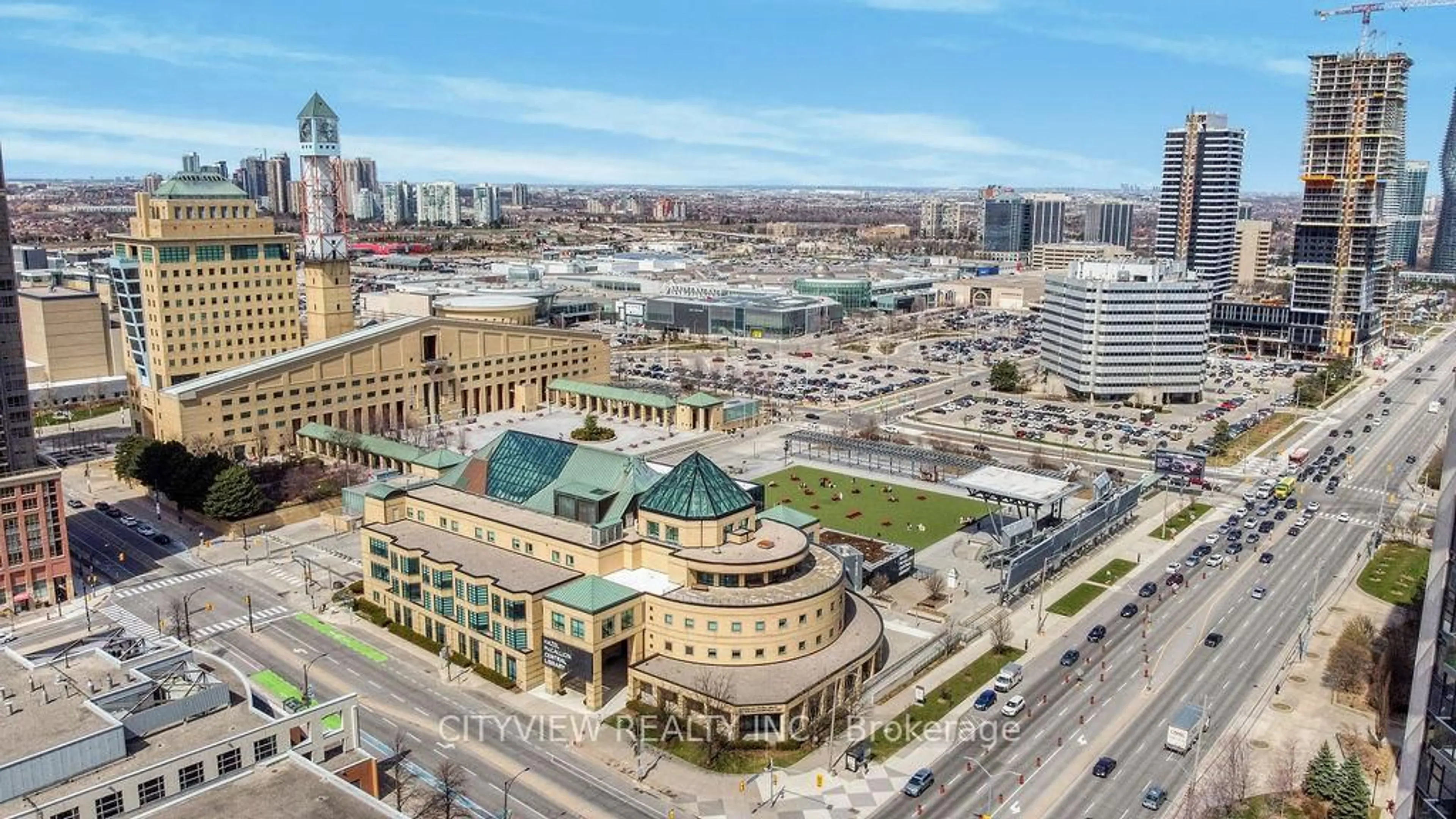 A pic from outside/outdoor area/front of a property/back of a property/a pic from drone, city buildings view from balcony for 510 Curran Pl #808, Mississauga Ontario L5B 0J8