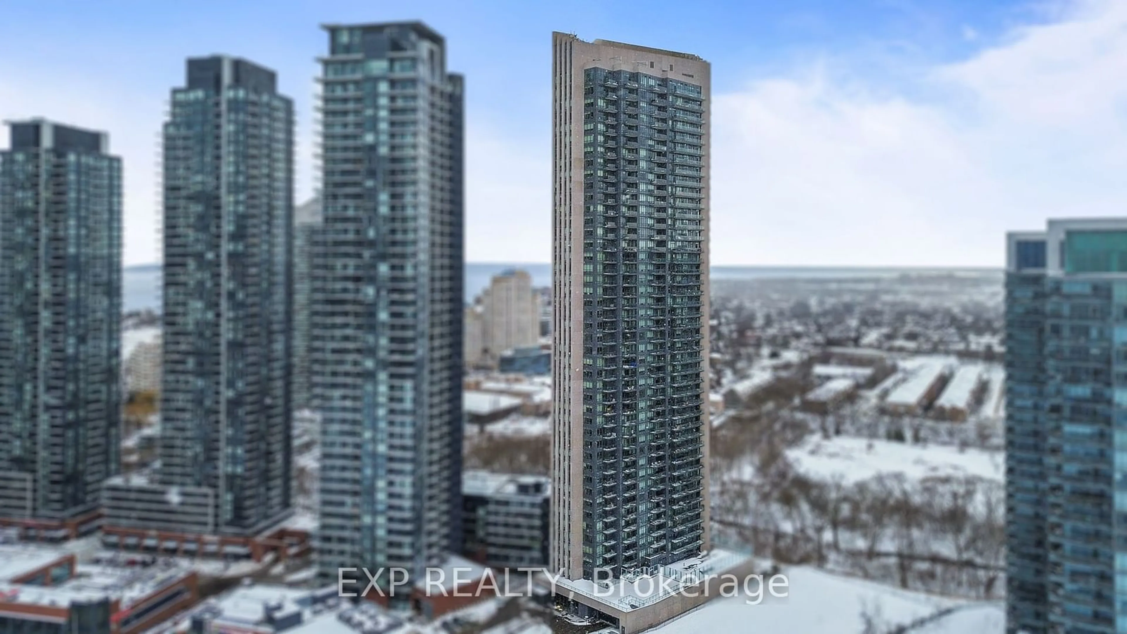 A pic from outside/outdoor area/front of a property/back of a property/a pic from drone, city buildings view from balcony for 36 Park lawn Rd #3108, Toronto Ontario M8V 0E5