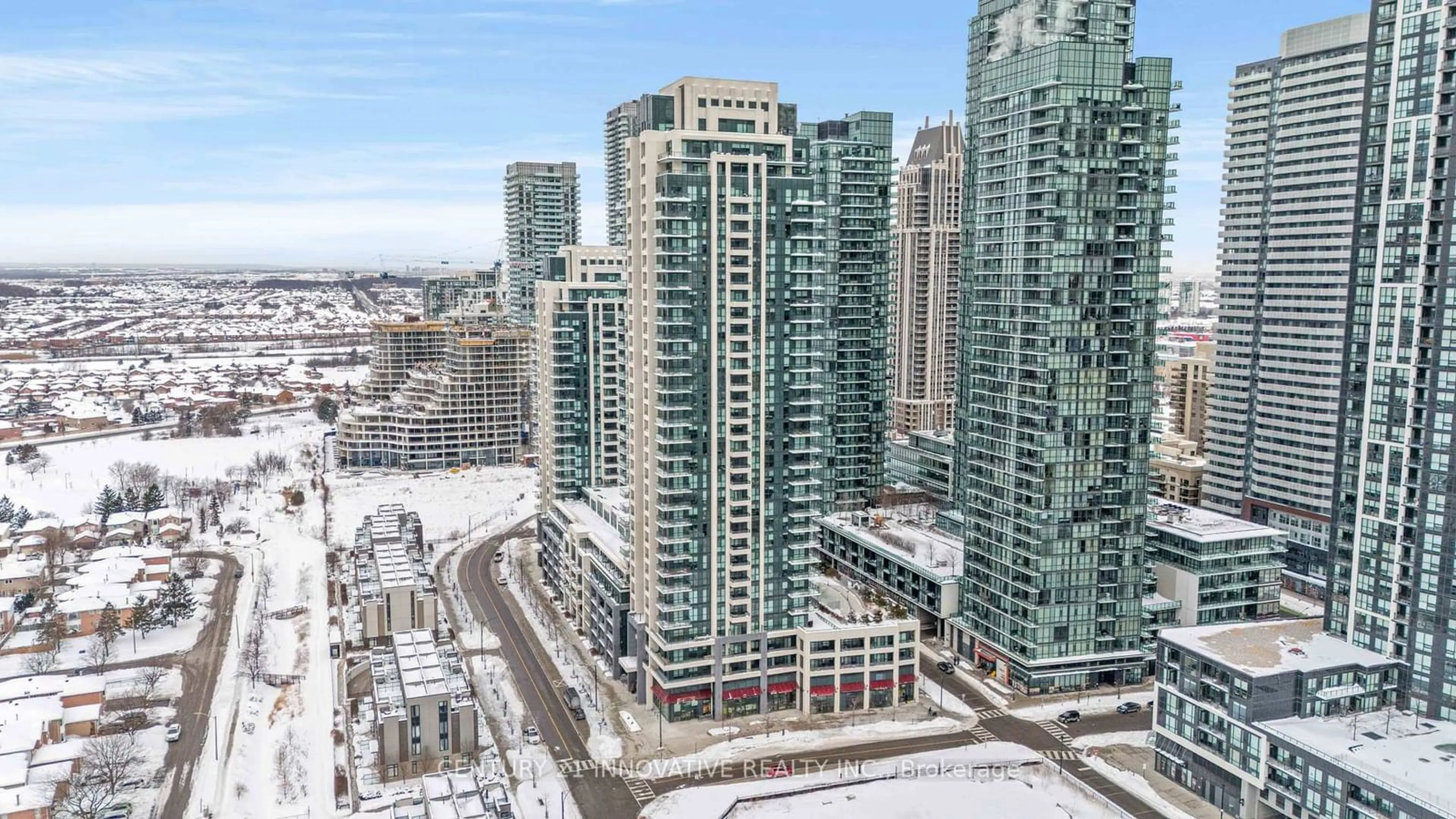 A pic from outside/outdoor area/front of a property/back of a property/a pic from drone, city buildings view from balcony for 4055 Parkside Village Dr #1721, Mississauga Ontario L5B 0K8