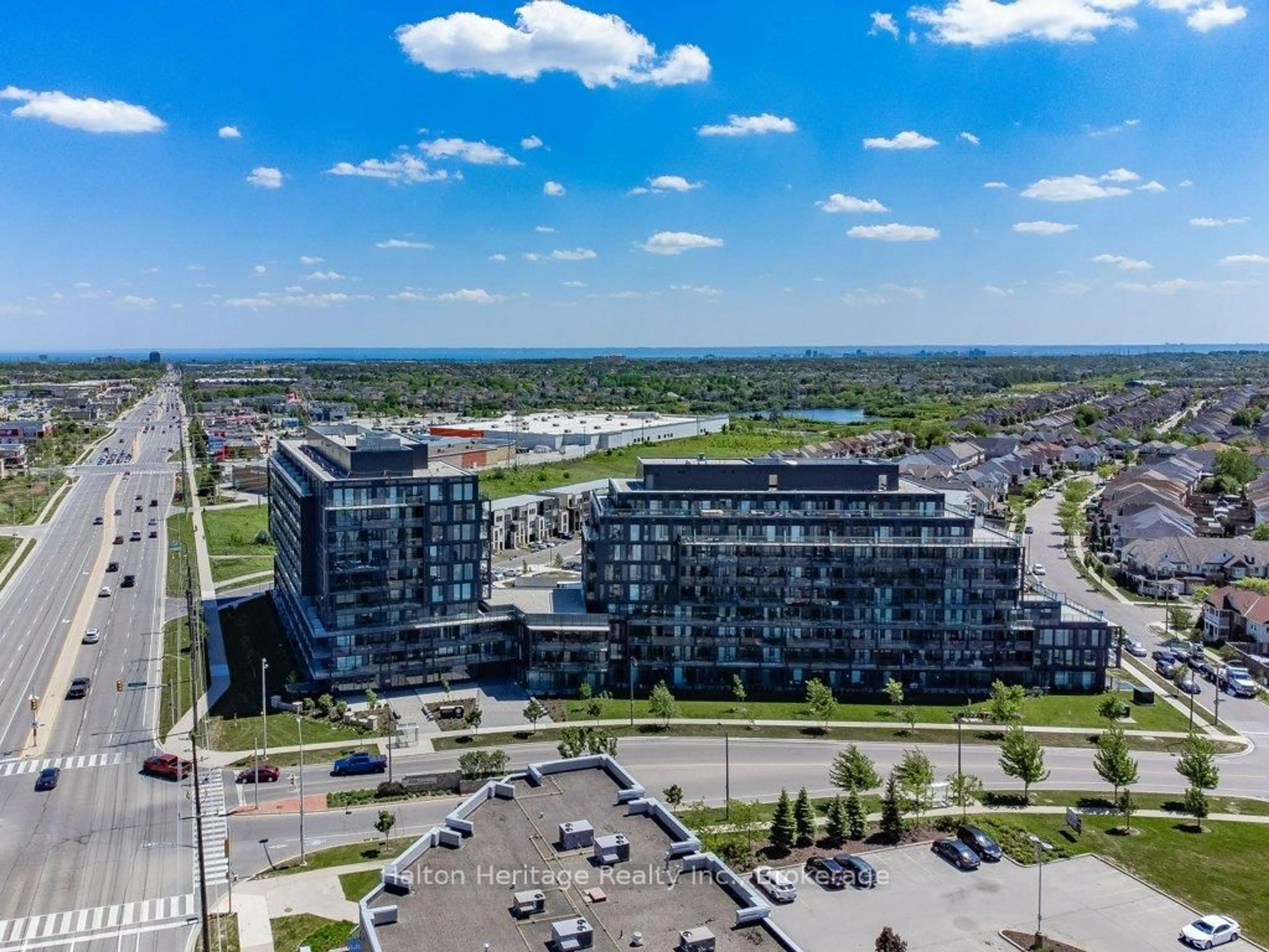 A pic from outside/outdoor area/front of a property/back of a property/a pic from drone, city buildings view from balcony for 3200 Dakota Common Clse #B602, Burlington Ontario L7M 2A7