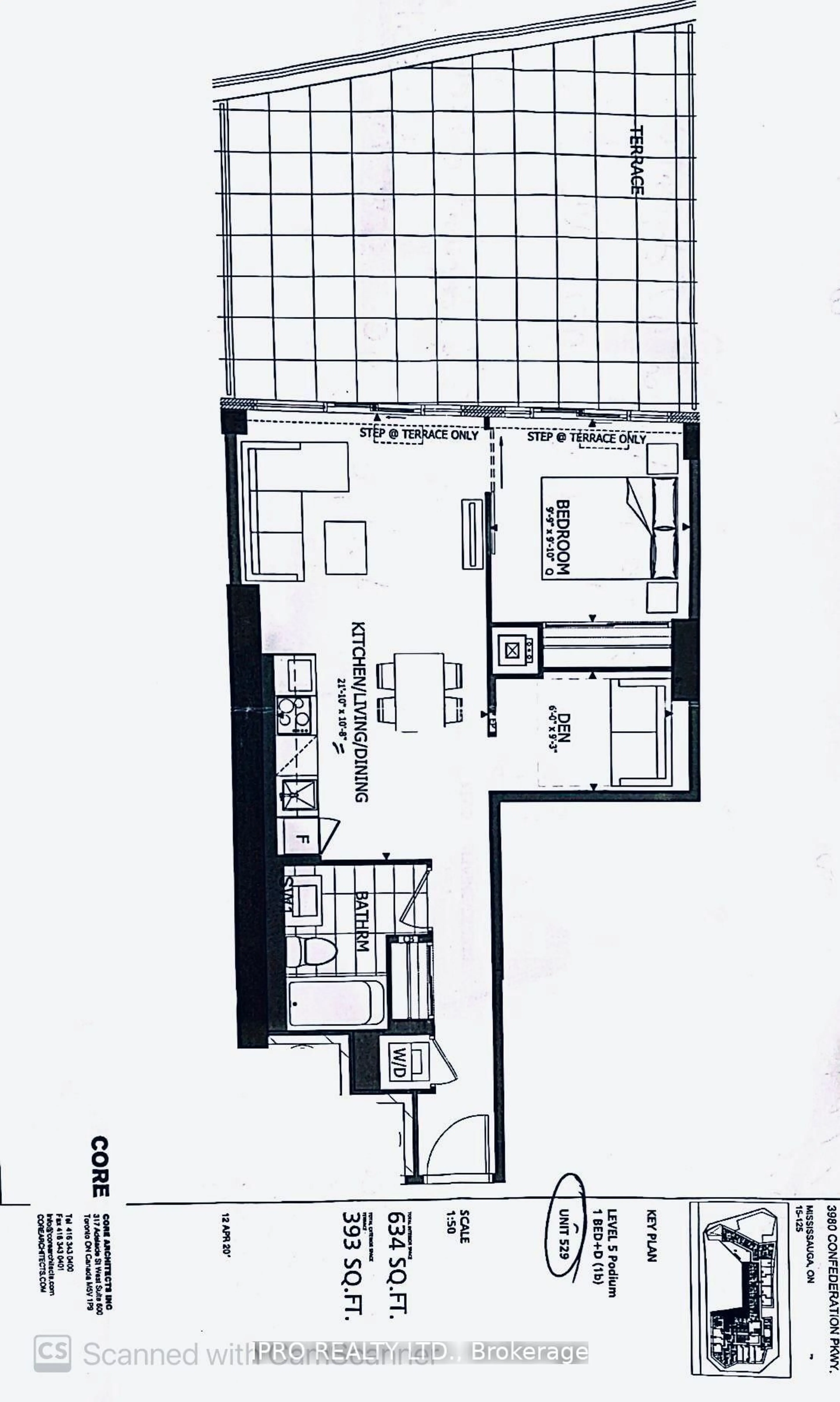 Floor plan for 3900 Confederation Pkwy #529, Mississauga Ontario L5B 0M3