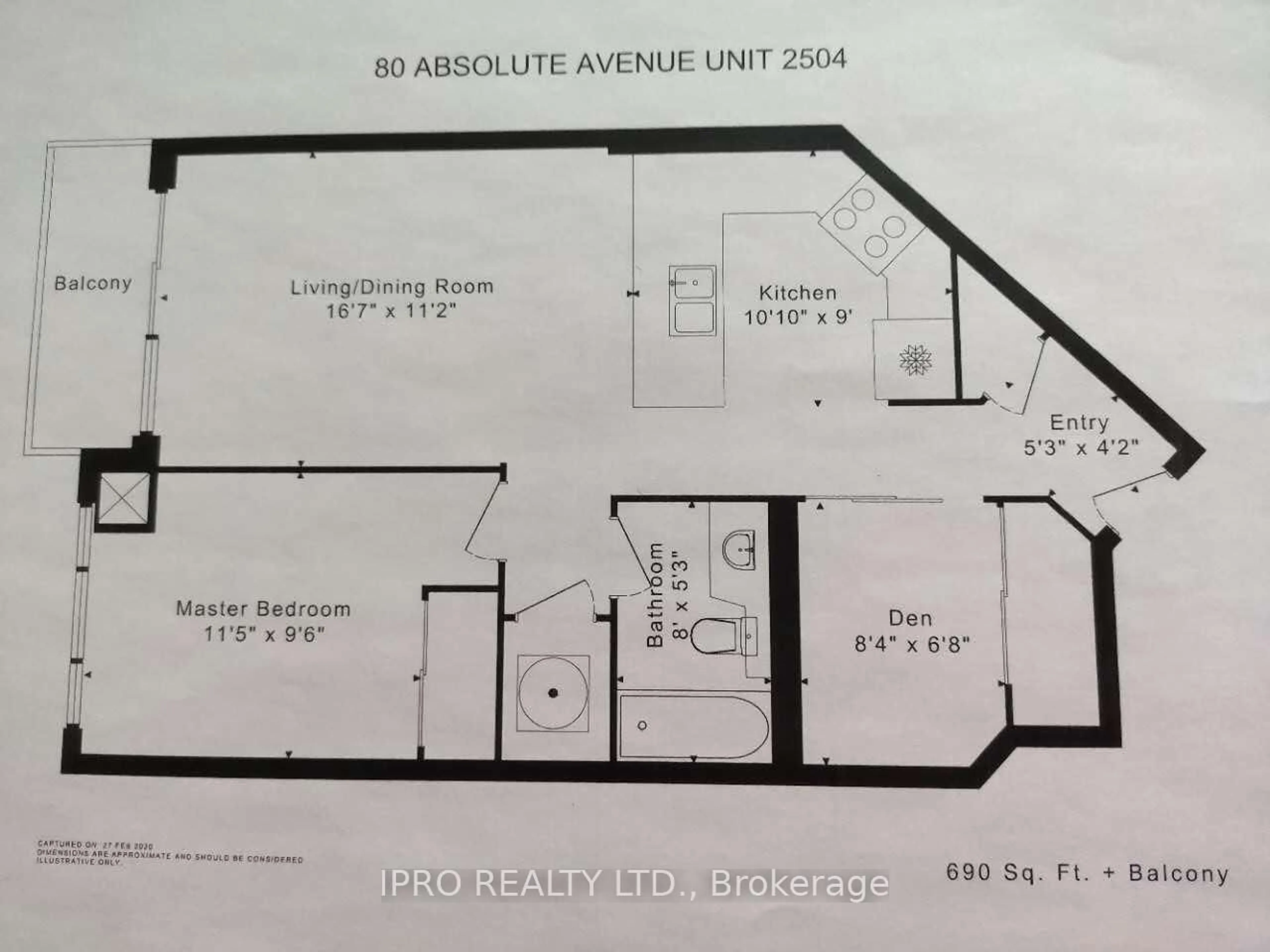 Floor plan for 80 Absolute Ave #2504, Mississauga Ontario L4Z 0A5