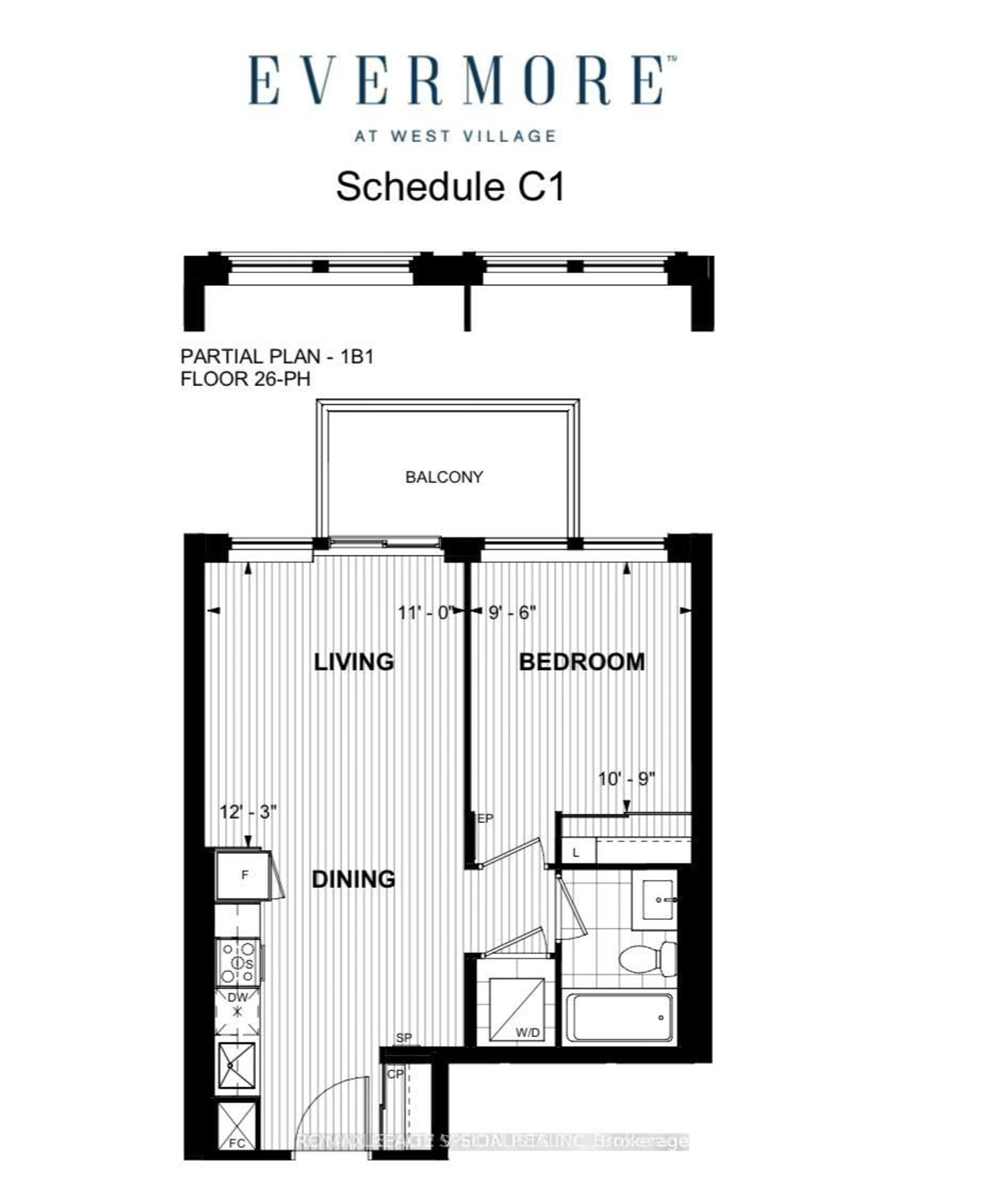 Floor plan for 10 Eva Rd #2507, Toronto Ontario M9C 0B3