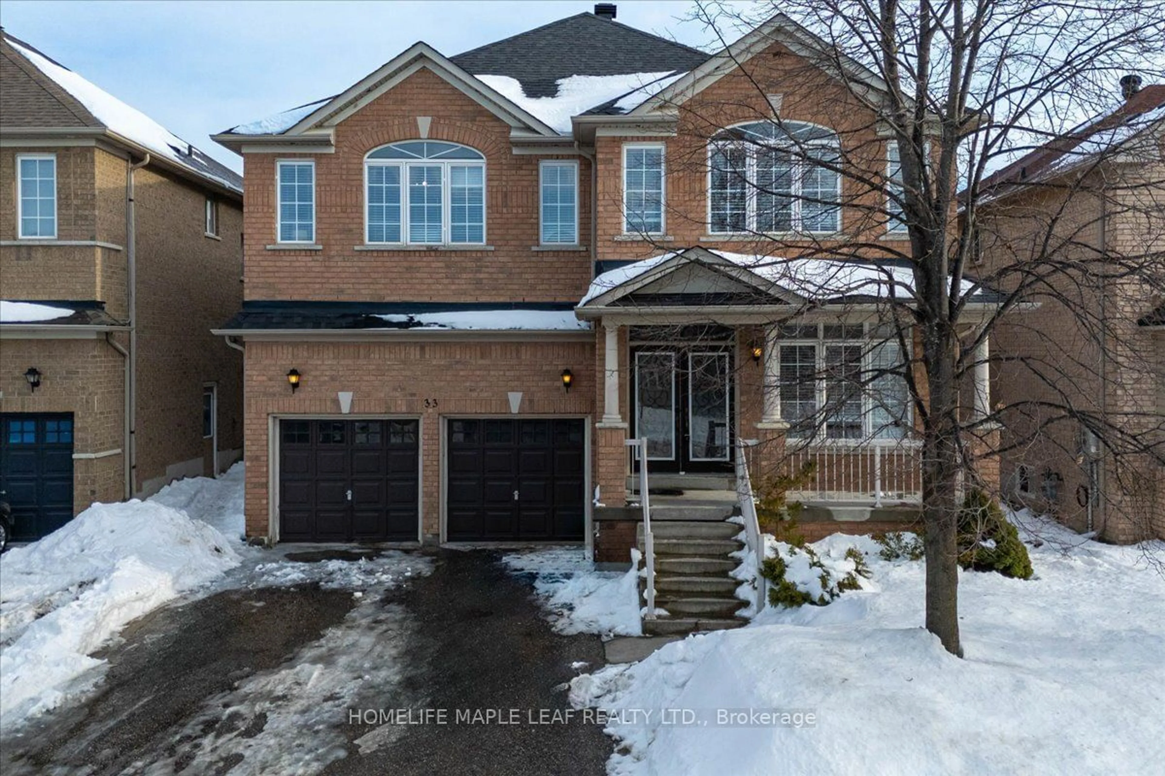 Home with brick exterior material, street for 33 Honeybee Dr, Brampton Ontario L6R 3E1