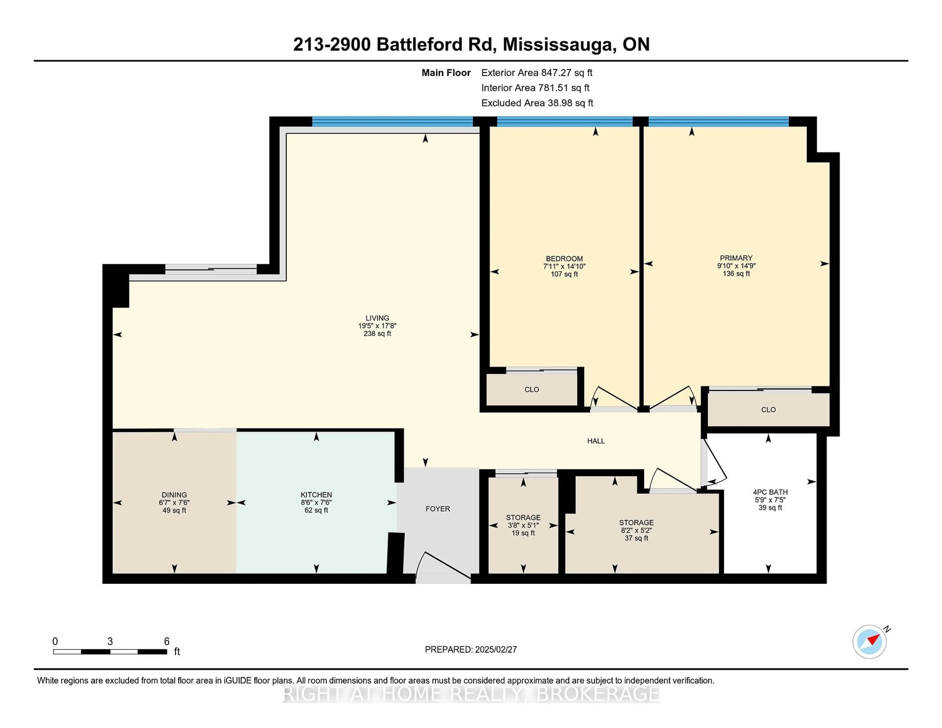 Floor plan for 2900 Battleford Rd #213, Mississauga Ontario L5N 2V9