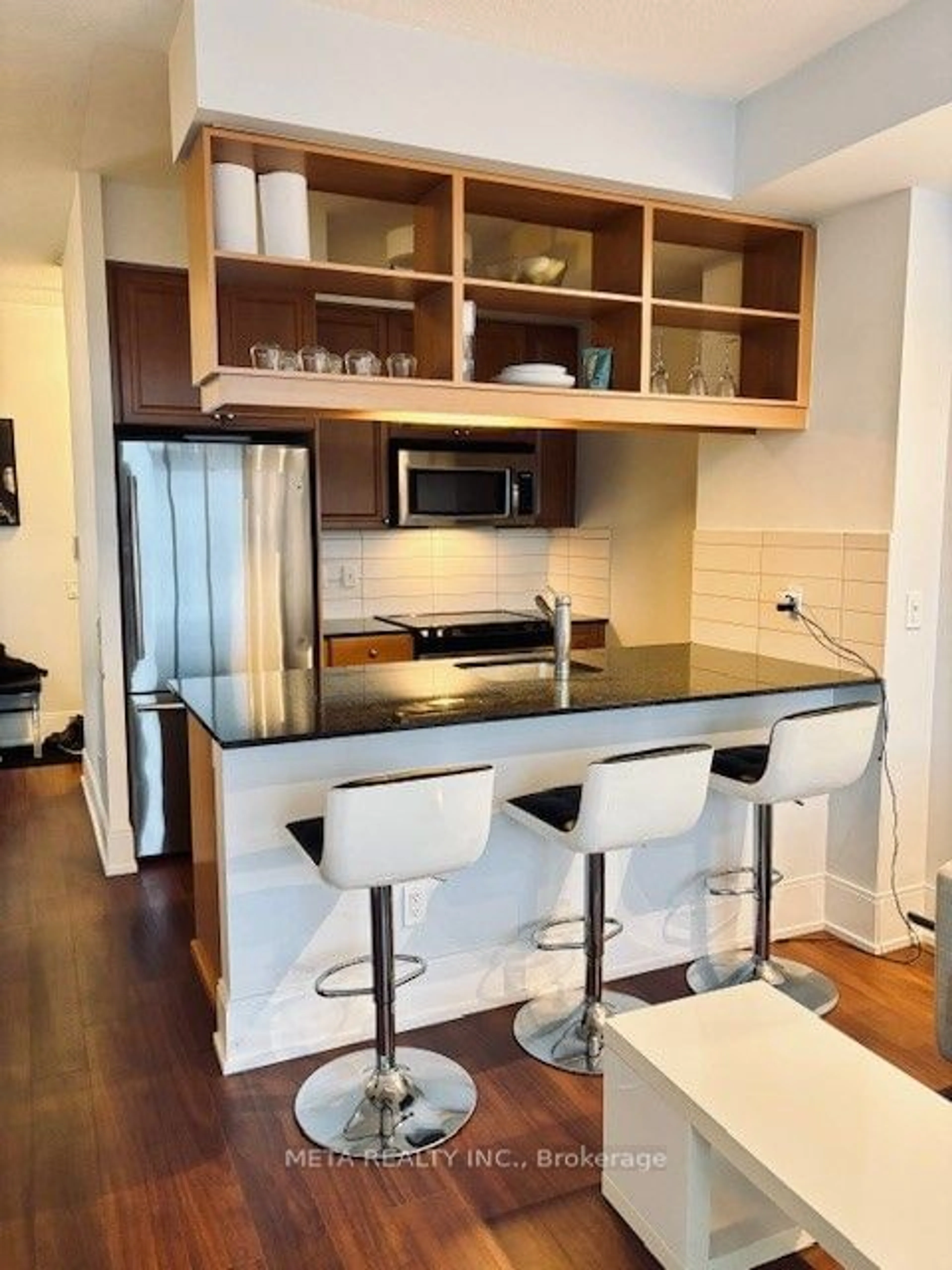 Open concept kitchen, wood/laminate floor for 15 Viking Lane #1410, Toronto Ontario M9B 0A4