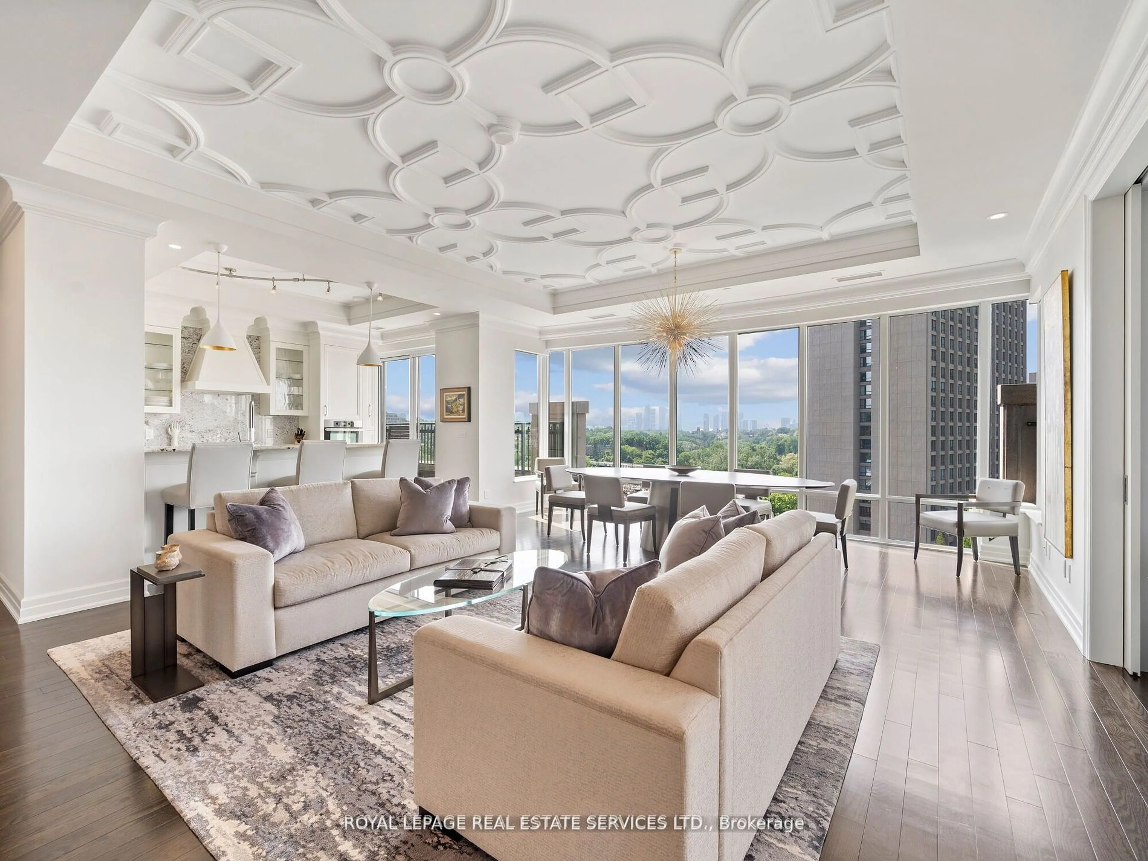 Living room with furniture, ceramic/tile floor for 30 Old Mill Rd #1001, Toronto Ontario M8X 0A5