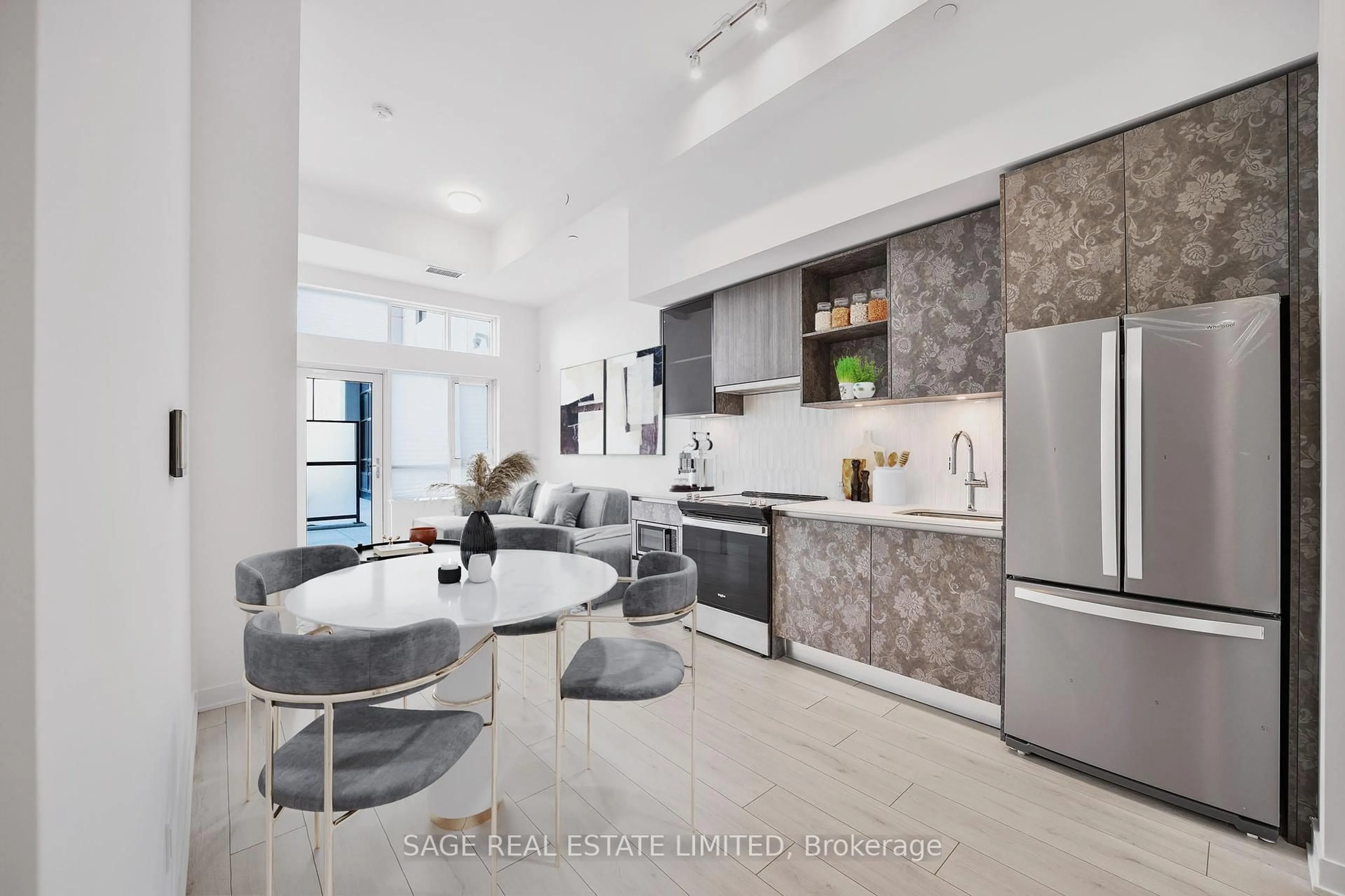 Contemporary kitchen, ceramic/tile floor for 405 Dundas St #108, Oakville Ontario L6M 5P9