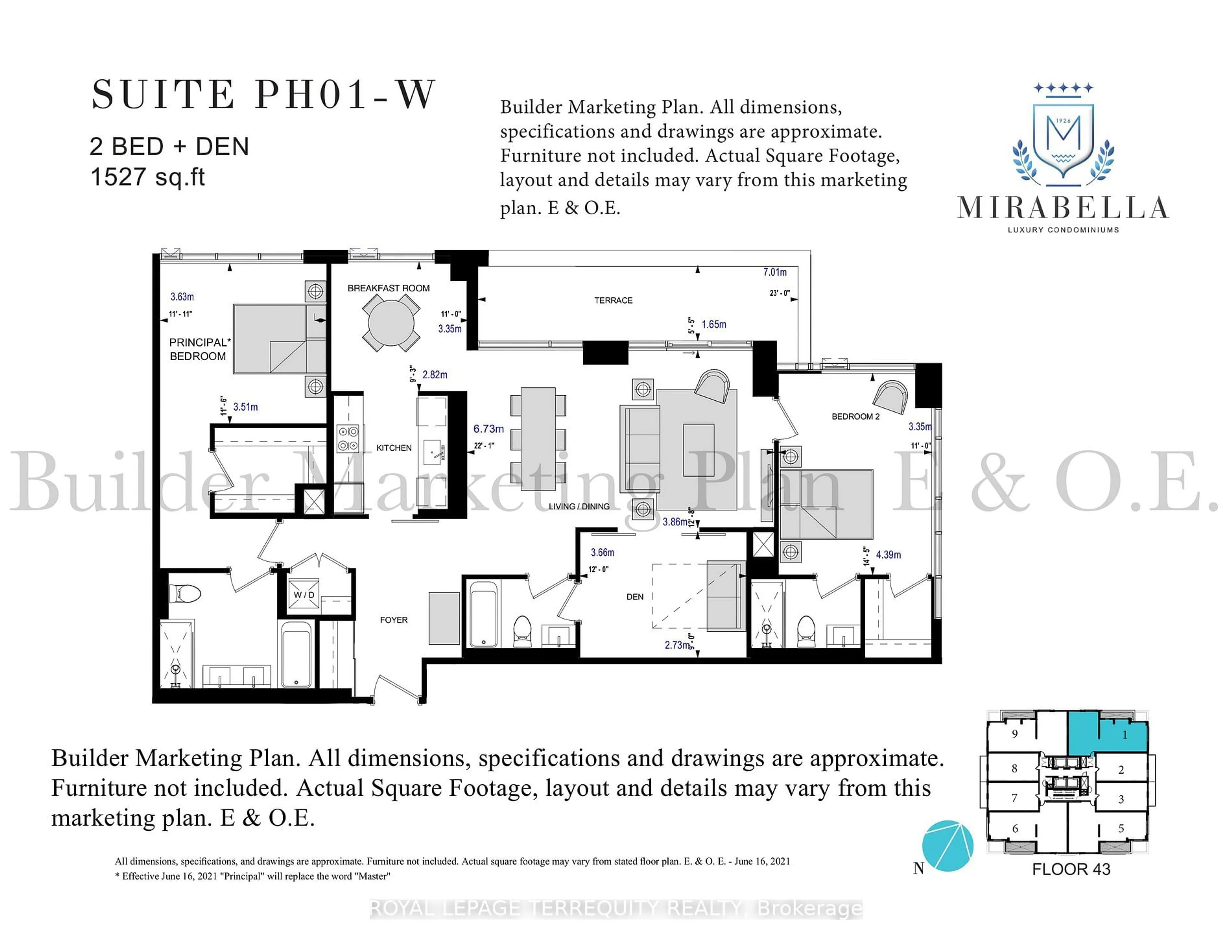 Floor plan for 1928 Lakeshore Blvd #Ph01w, Toronto Ontario M6S 0B1