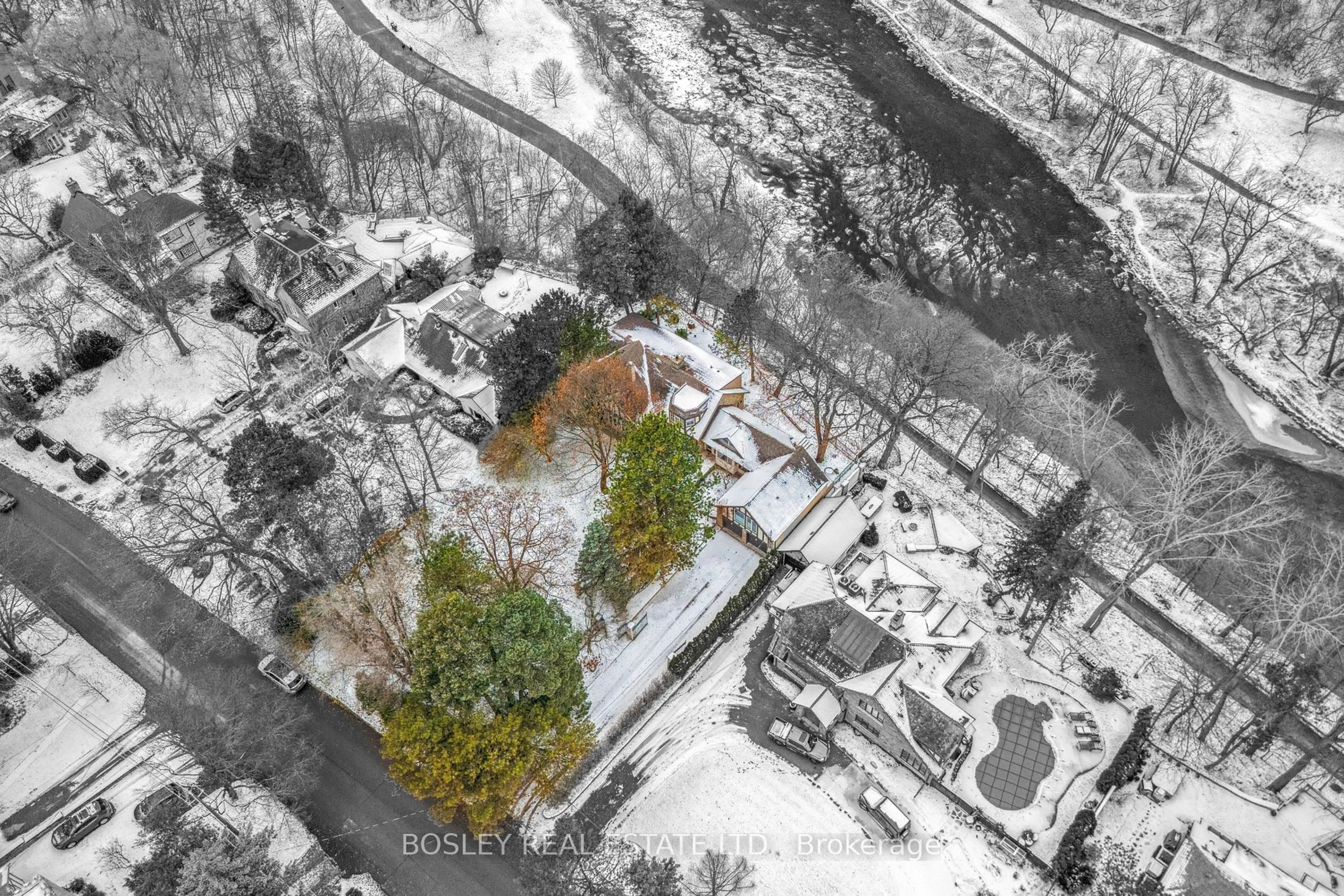 A pic from outside/outdoor area/front of a property/back of a property/a pic from drone, street for 76 Old Mill Rd, Toronto Ontario M8X 1G8