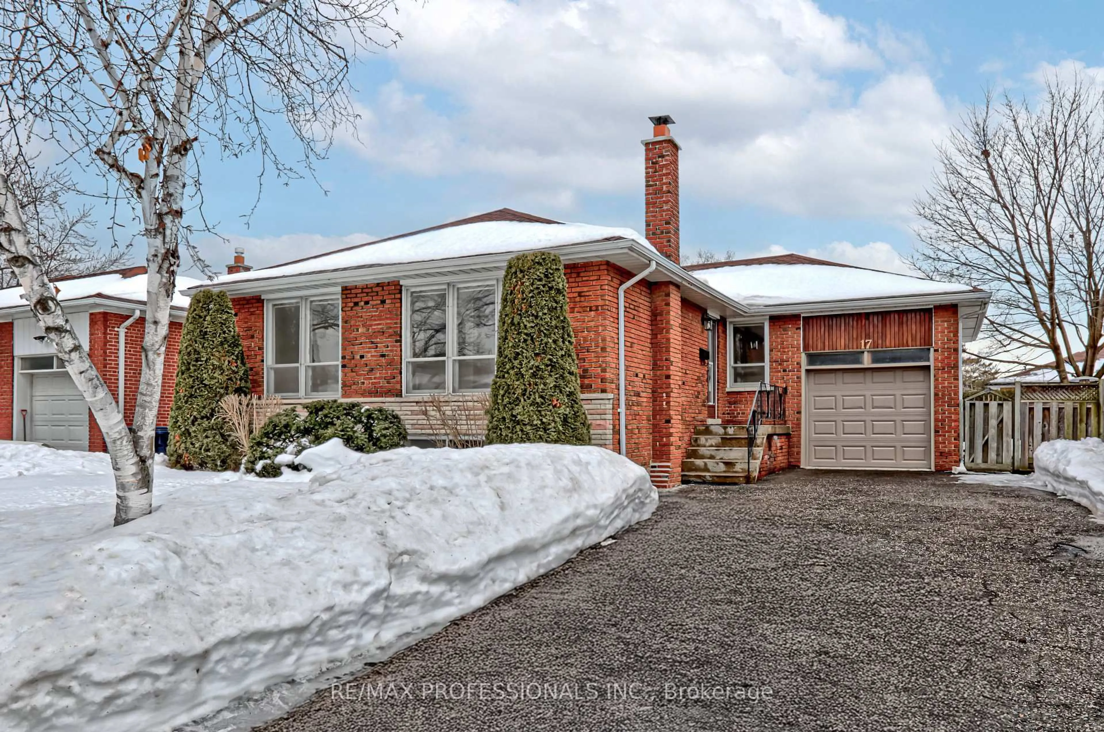 Home with brick exterior material, street for 17 Guernsey Dr, Toronto Ontario M9C 3A5