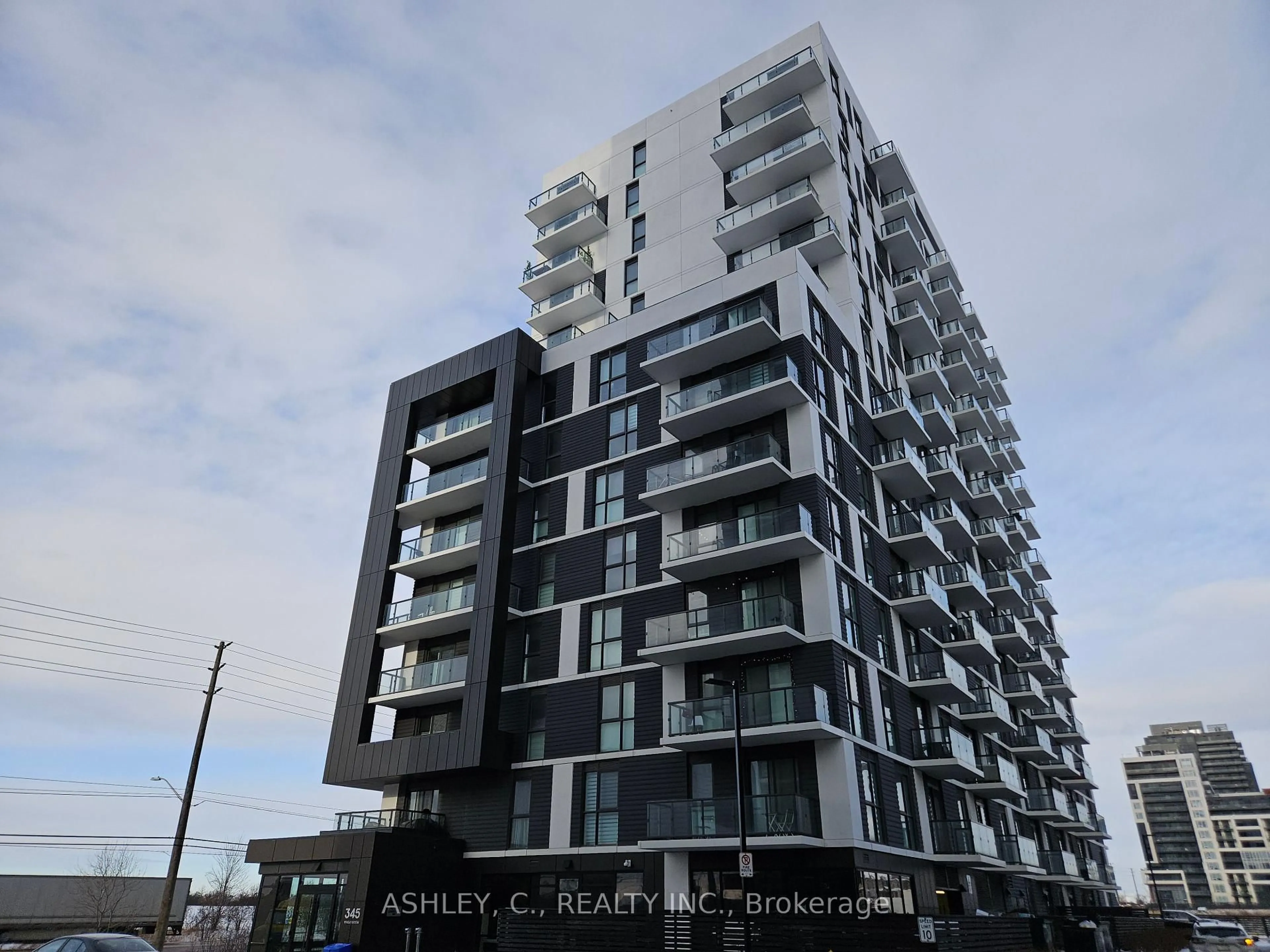 A pic from outside/outdoor area/front of a property/back of a property/a pic from drone, city buildings view from balcony for 345 Wheat Boom Dr #207, Oakville Ontario L6H 7X4