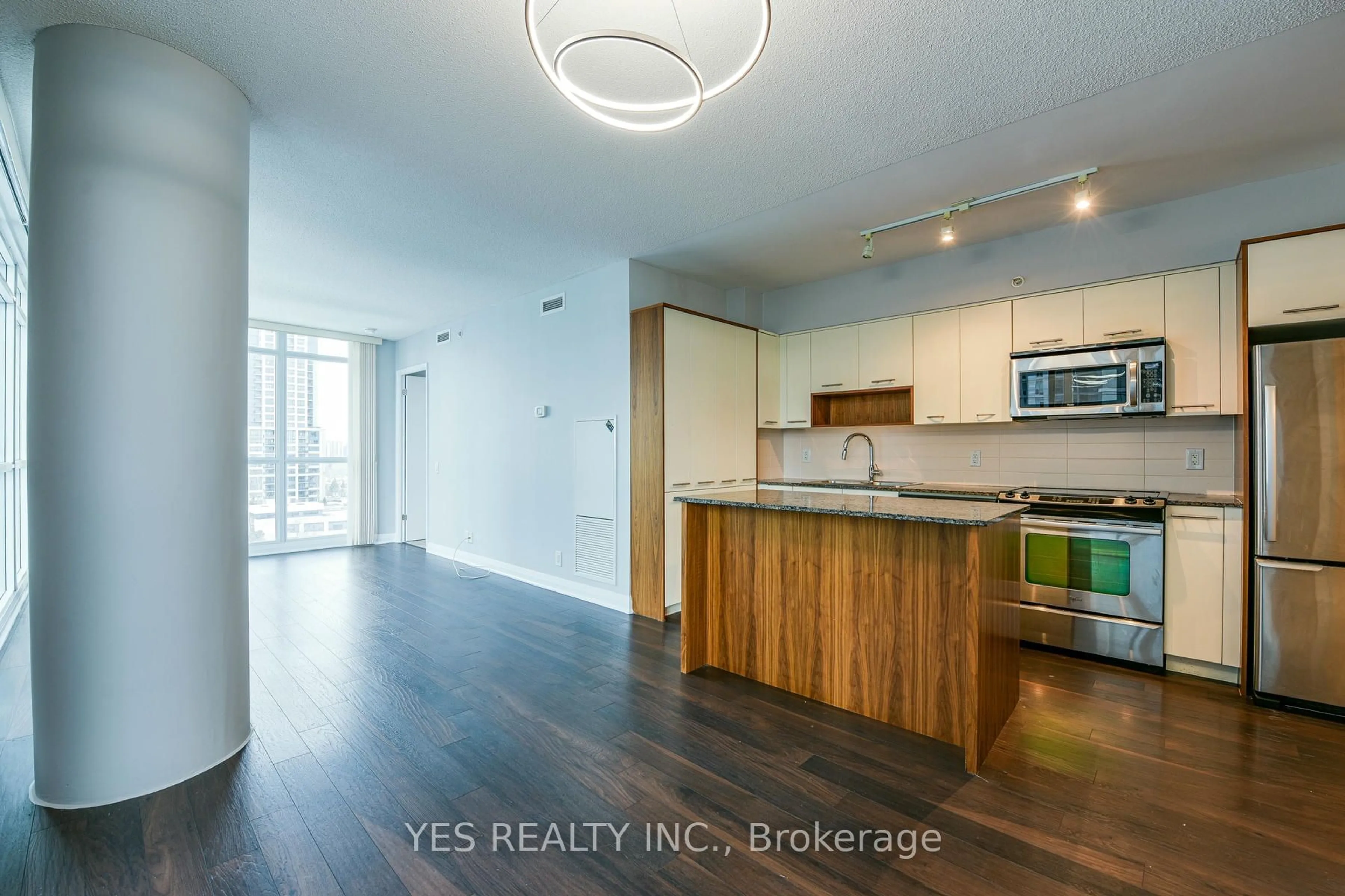 Open concept kitchen, wood/laminate floor for 1 Valhalla Inn Rd #1204, Toronto Ontario M9B 1S9