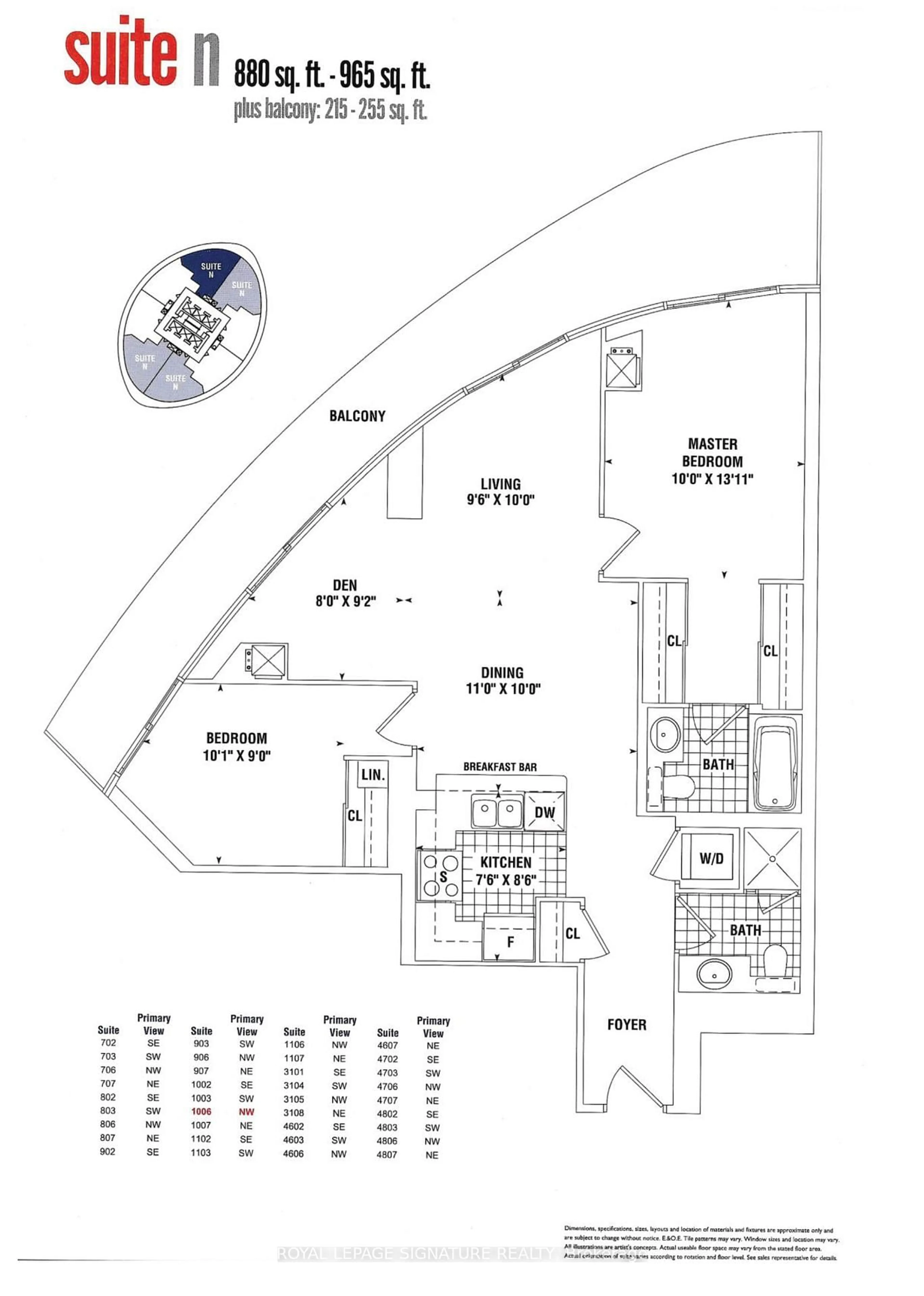 Floor plan for 60 Absolute Ave #1002, Mississauga Ontario L4Z 0A9