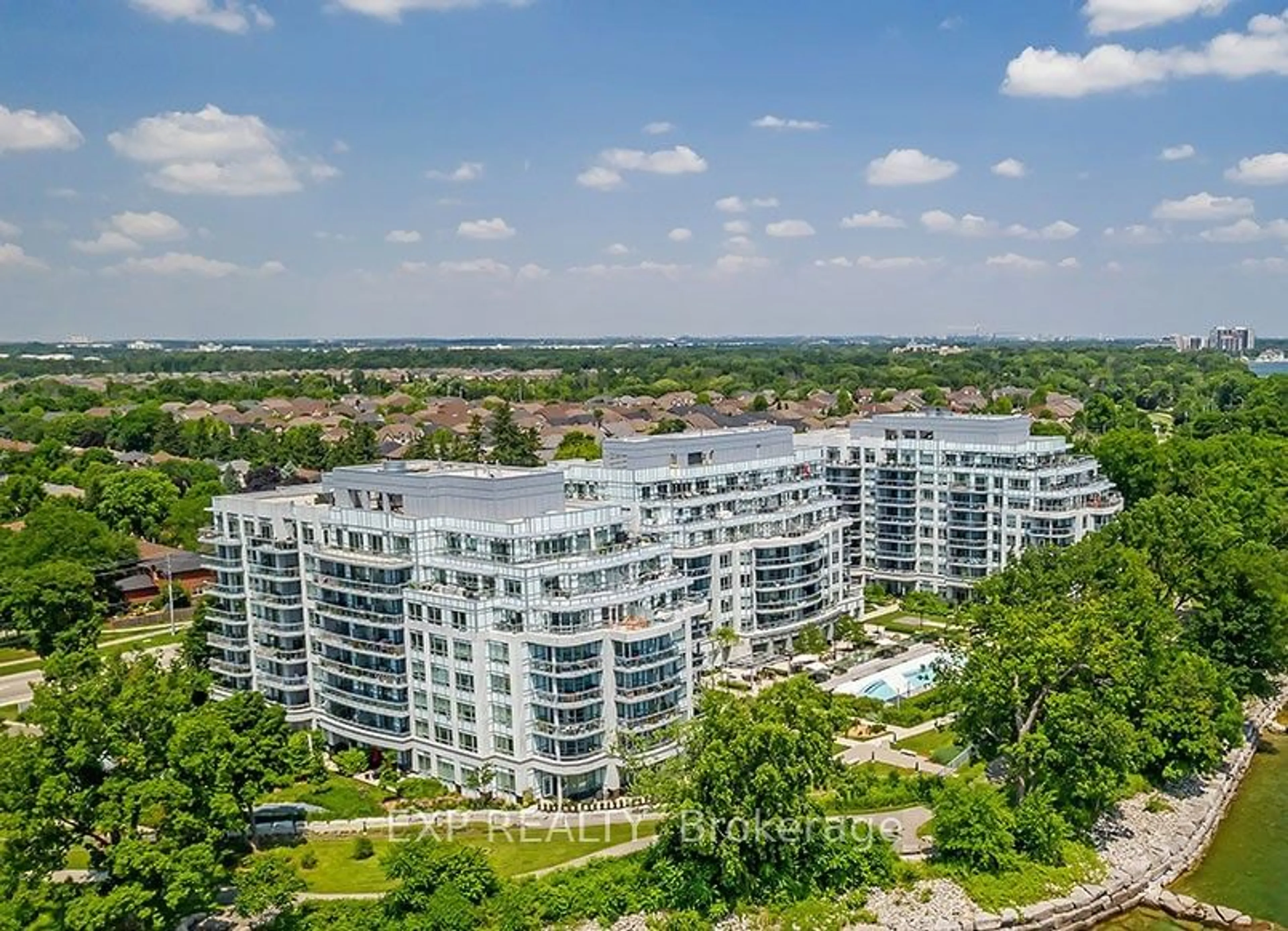 A pic from outside/outdoor area/front of a property/back of a property/a pic from drone, city buildings view from balcony for 3500 Lakeshore Rd #510, Oakville Ontario L6L 0B4