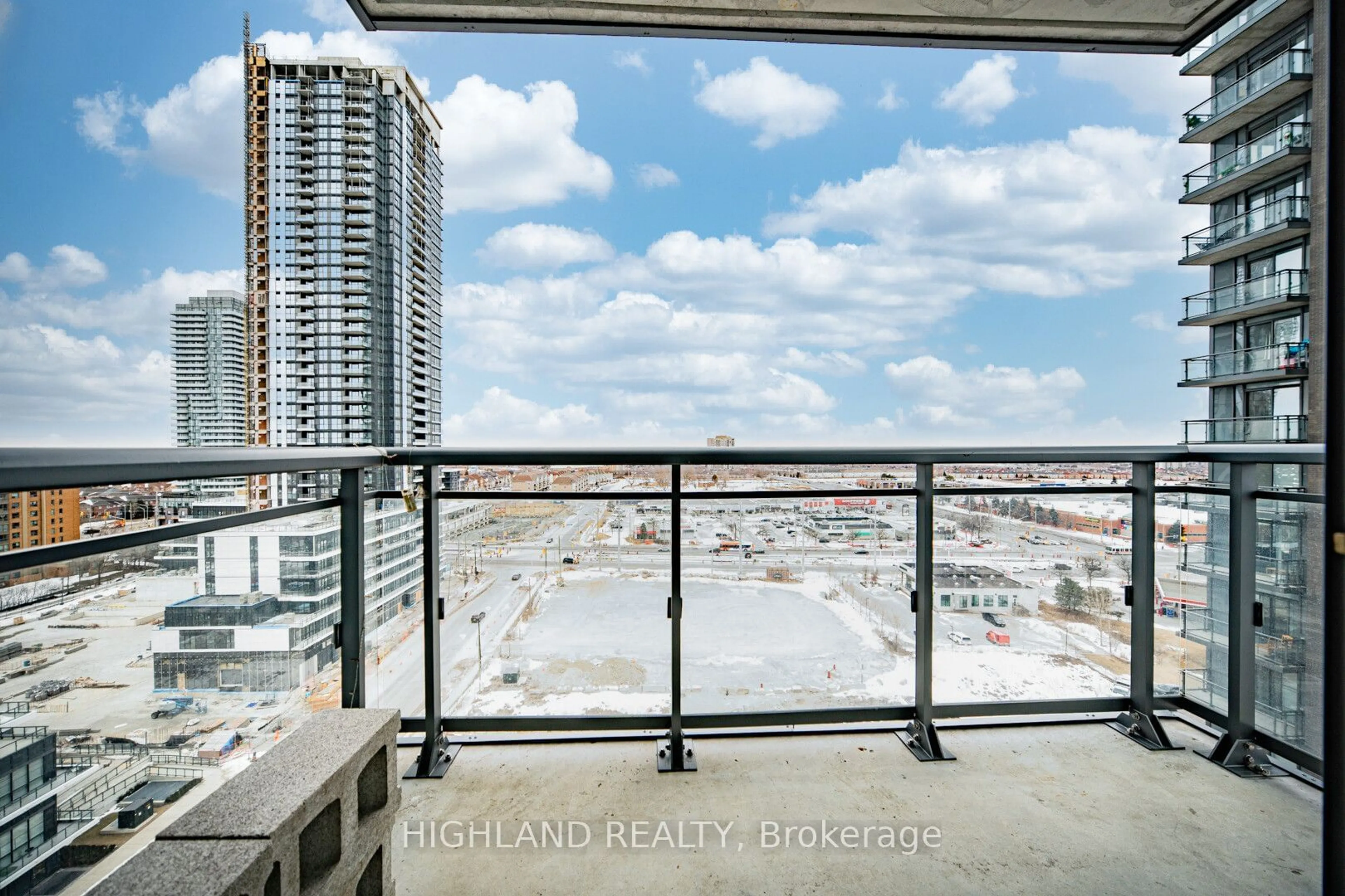 Balcony in the apartment, city buildings view from balcony for 5033 Four Springs Ave #1319, Mississauga Ontario L5R 0G6