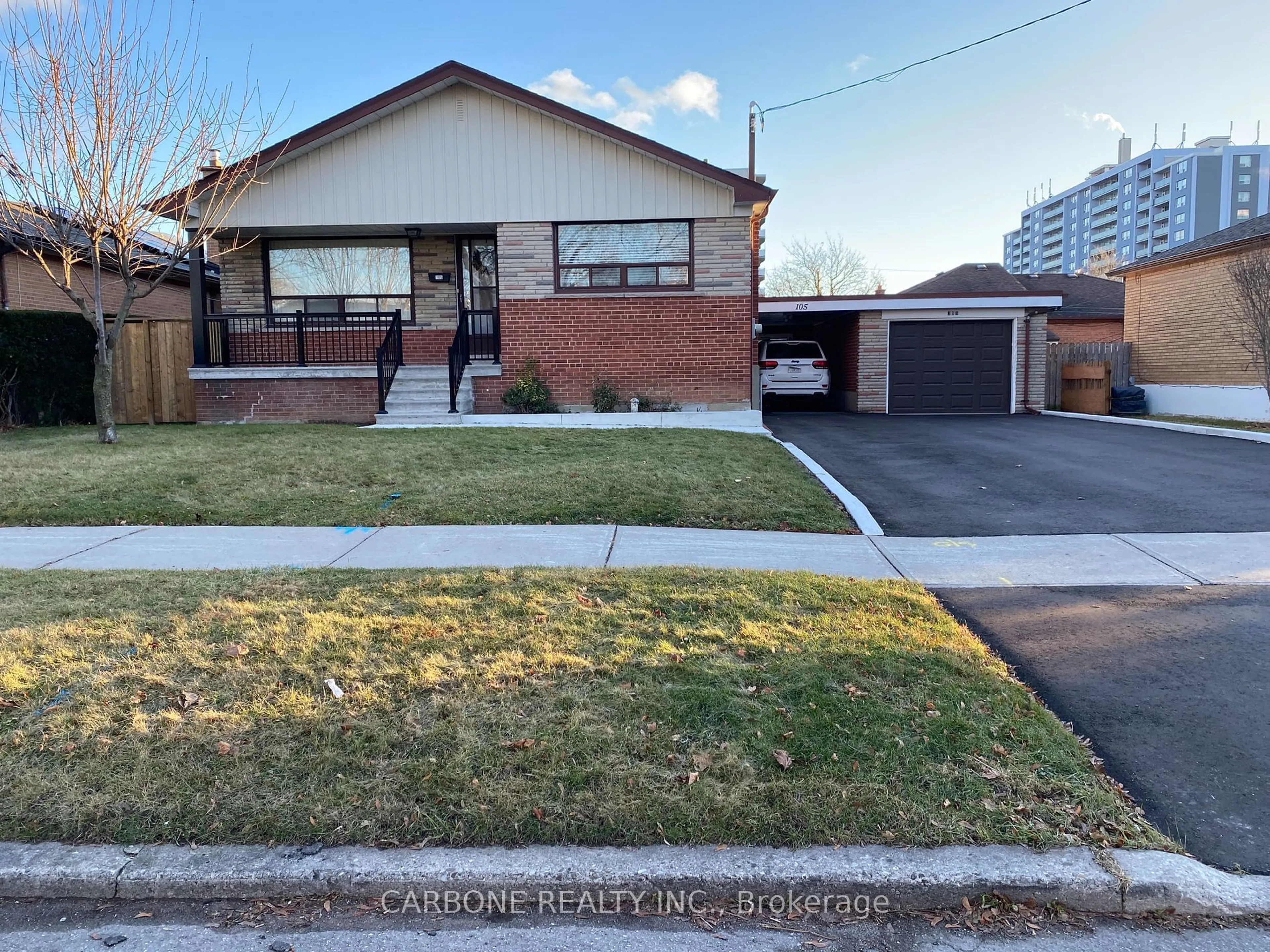 Home with brick exterior material, street for 105 Hallsport Cres, Toronto Ontario M3M 2K5