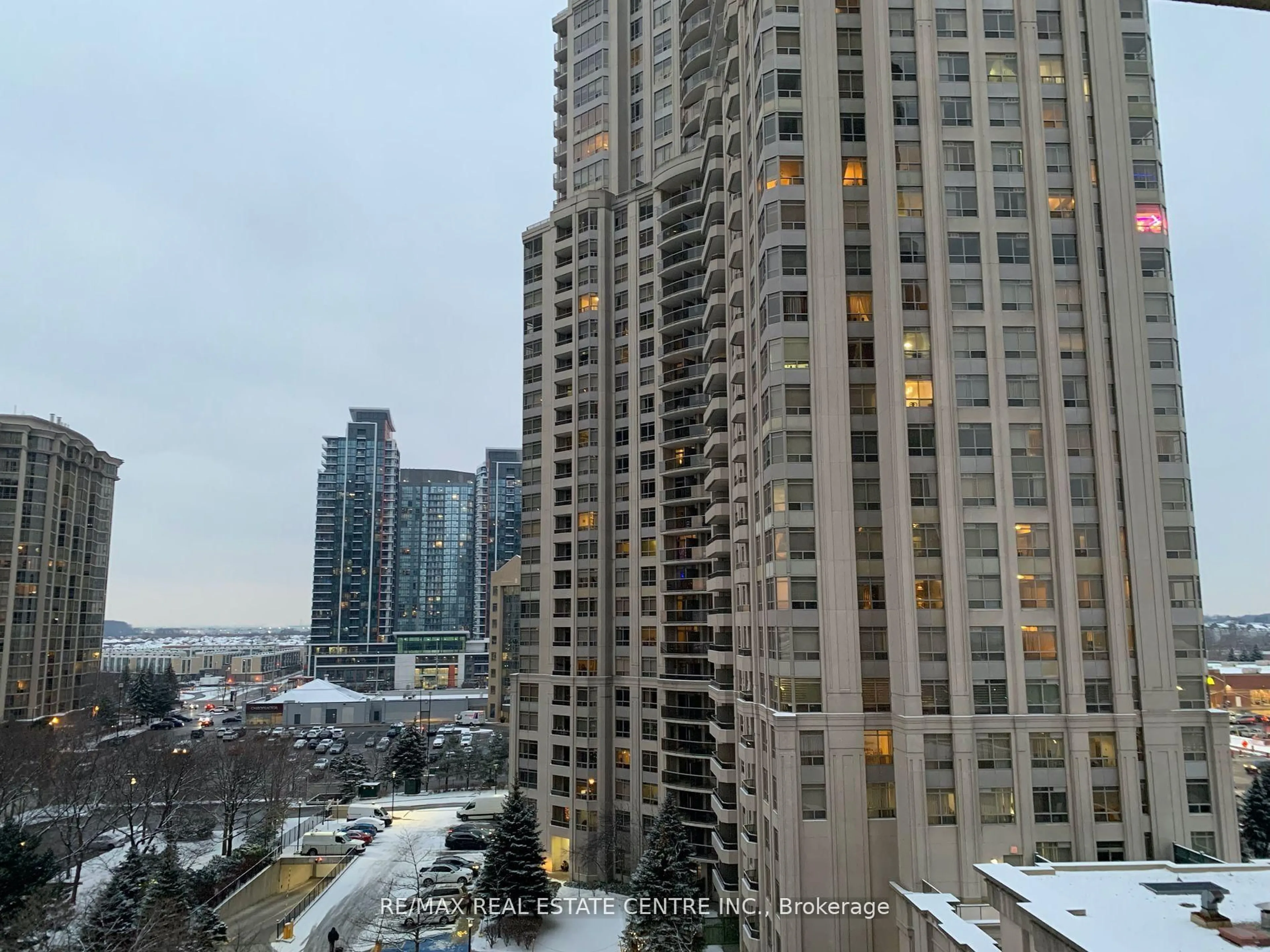 Balcony in the apartment, city buildings view from balcony for 25 Kingsbridge Garden Circ #821, Mississauga Ontario L5R 4B1