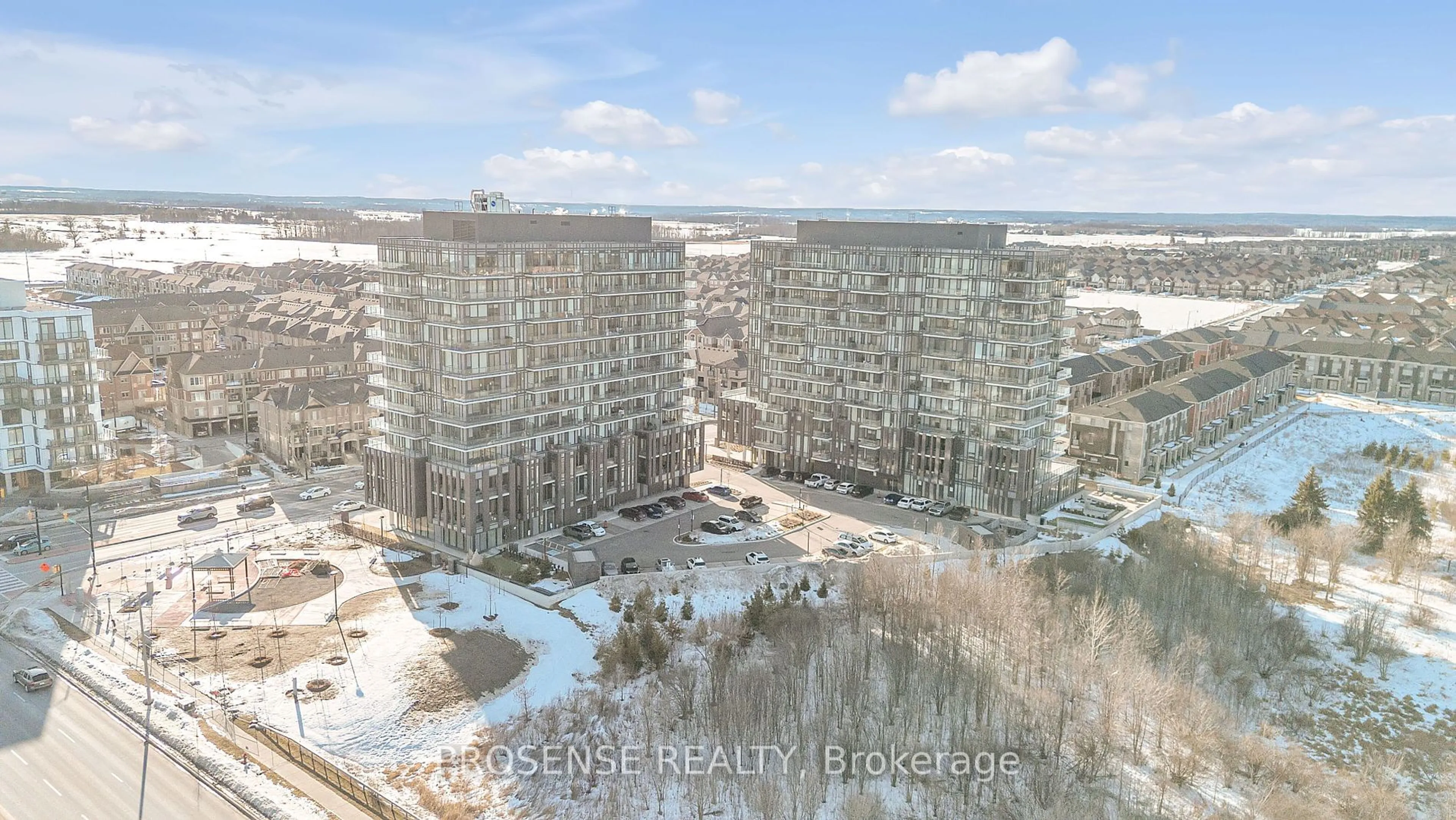 A pic from outside/outdoor area/front of a property/back of a property/a pic from drone, city buildings view from balcony for 215 Veterans Dr #907, Brampton Ontario L7A 4S6